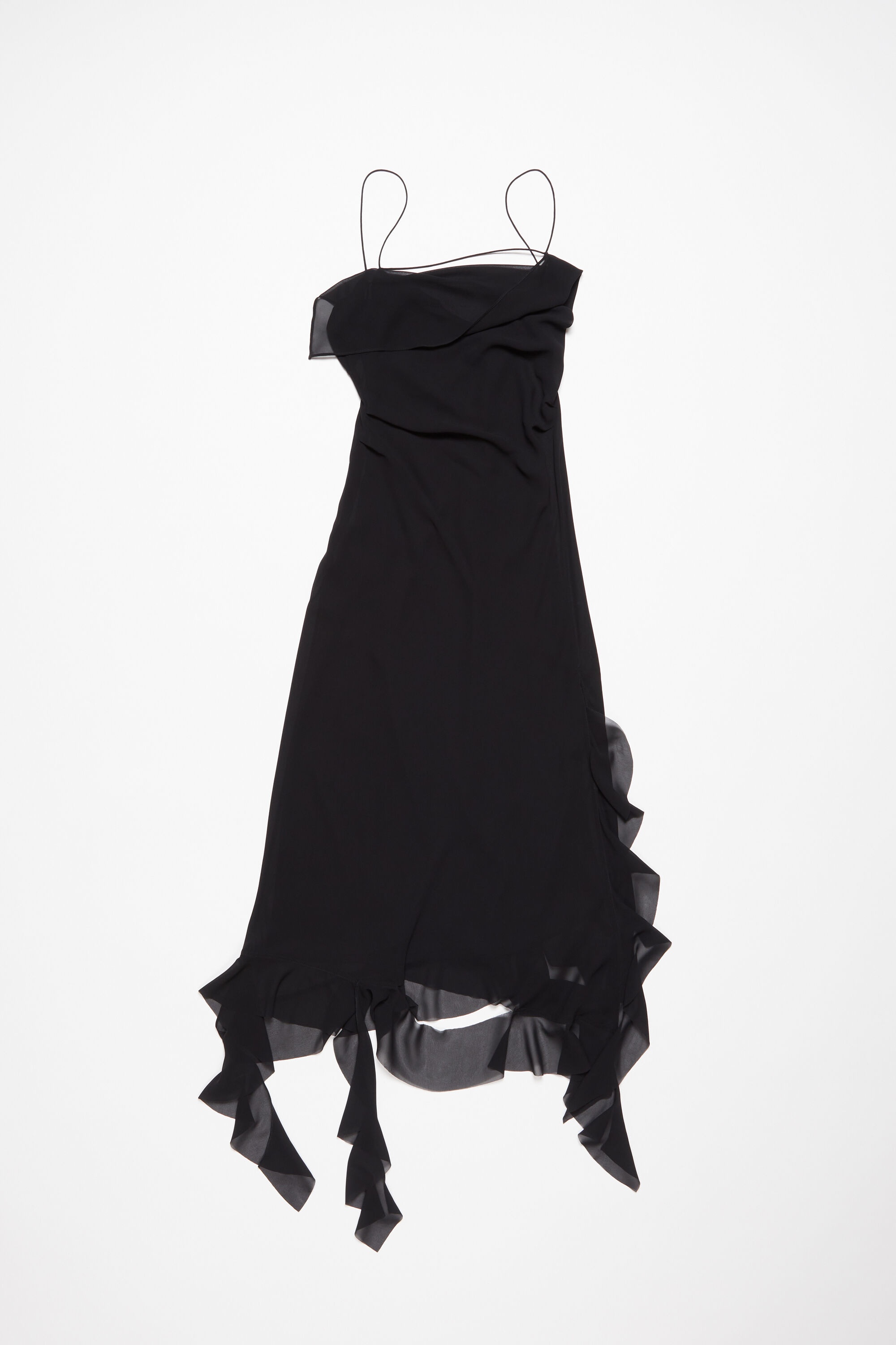 Ruffle strap dress - Black - 1
