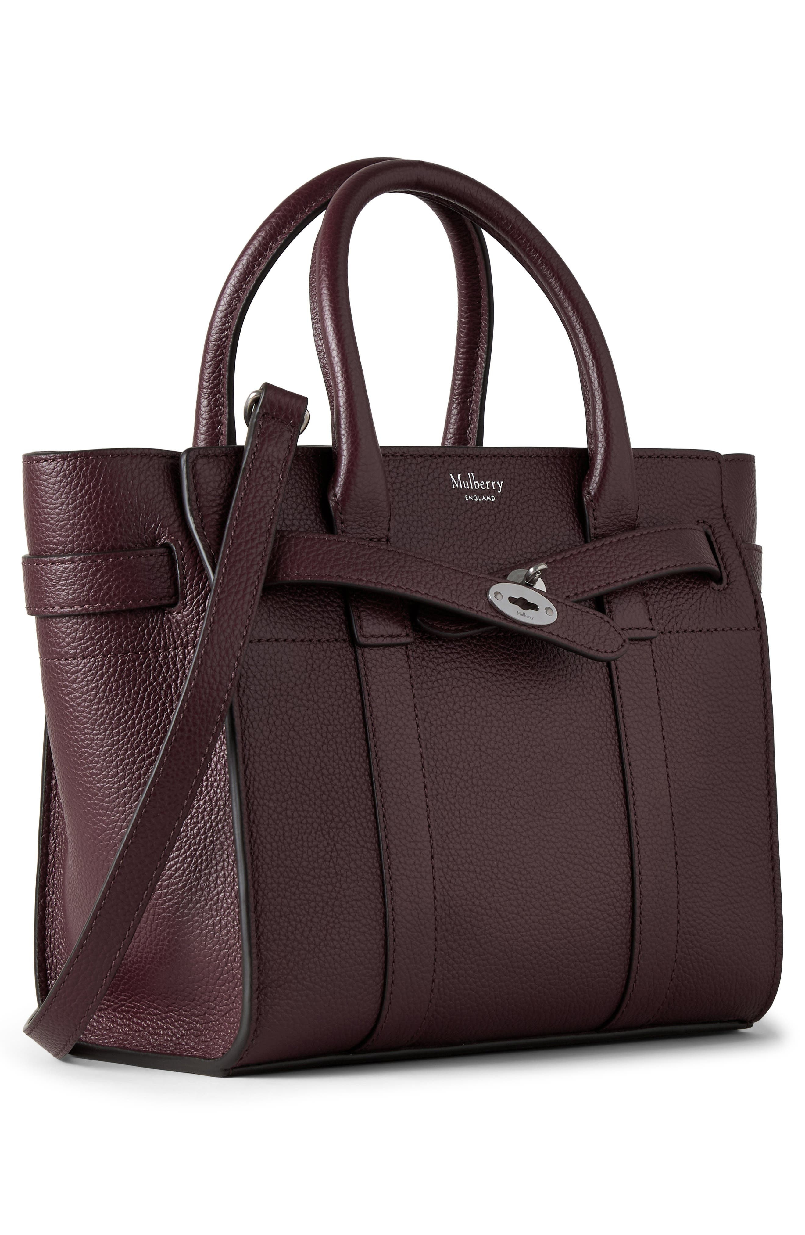 Mulberry Mini Zipped Bayswater Leather Tote in Black Cherry at Nordstrom - 5