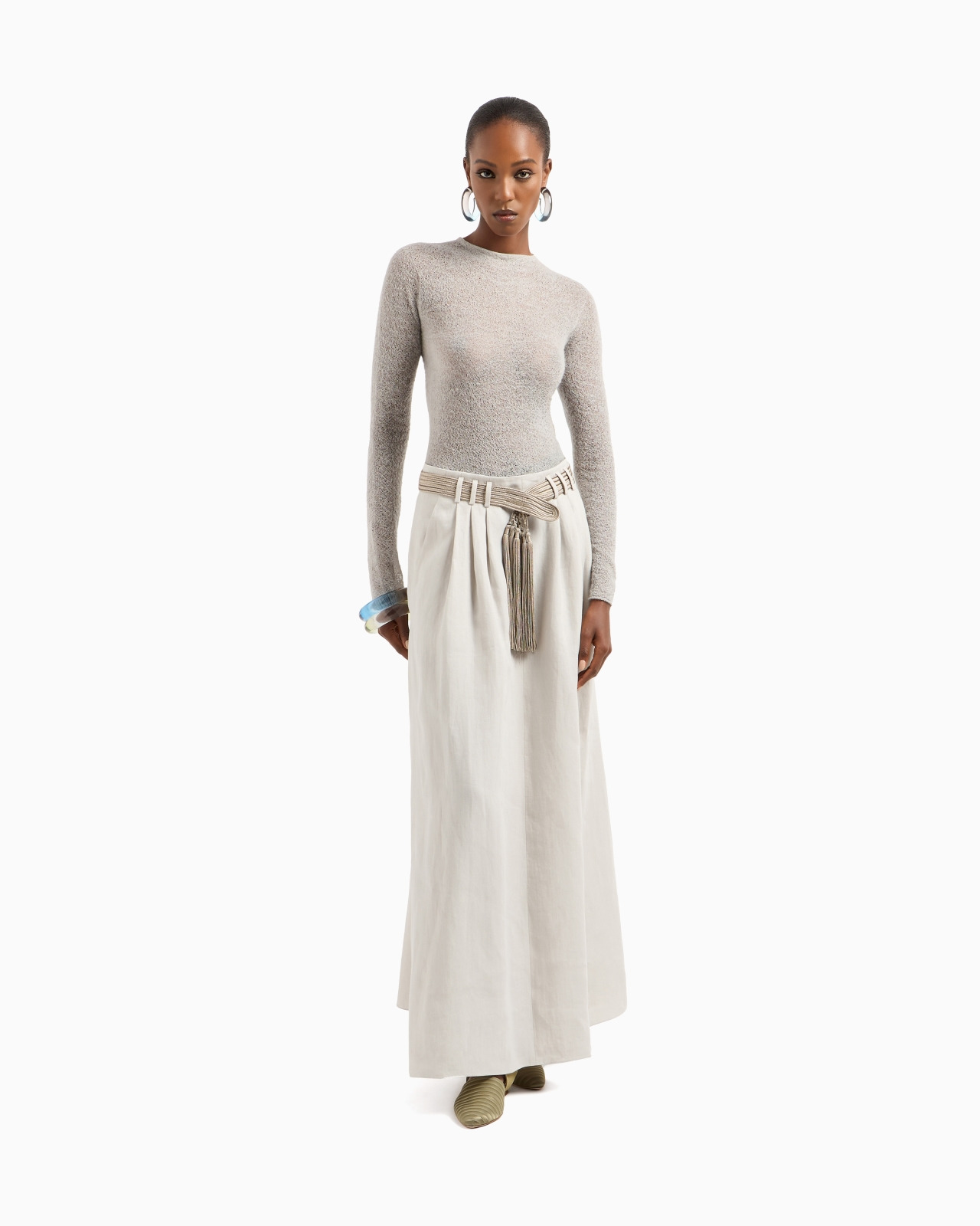 LONG LINEN SKIRT WITH PLEATS - 2