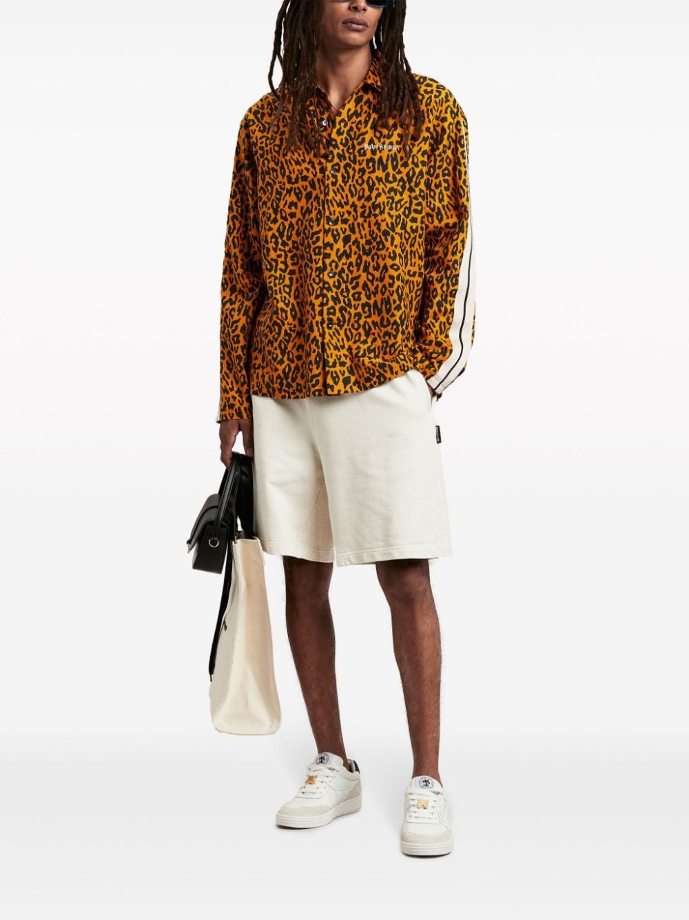 leopard-print linen-blend shirt - 2