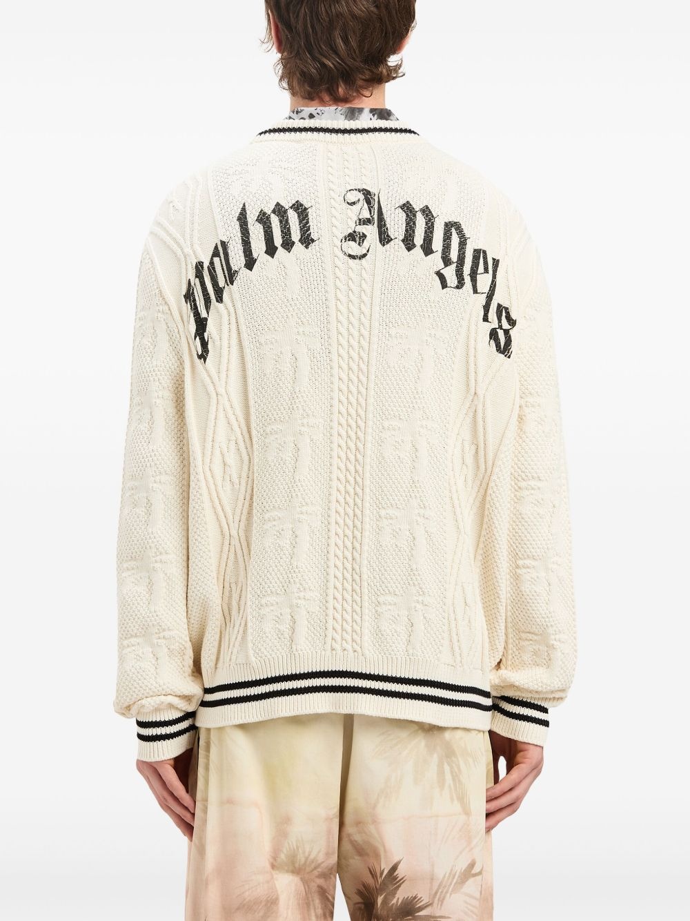 curved-logo cable-knit sweater - 5