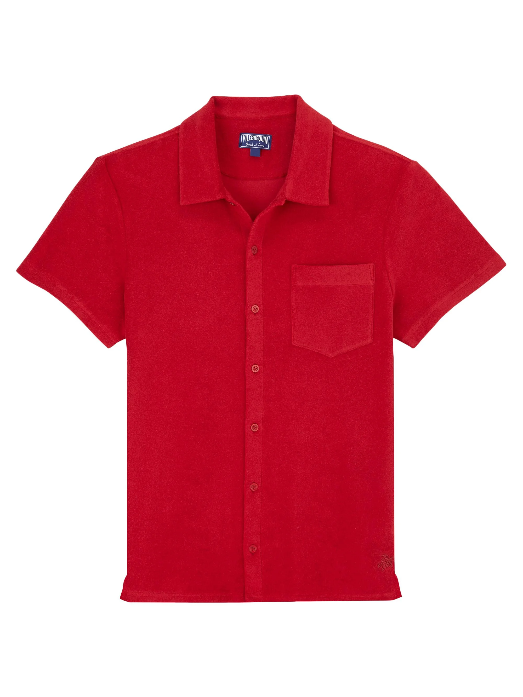 Men's Organic Cotton Terry Button-Up - Red - 1