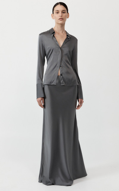 ST. AGNI Silk-Blend Maxi Skirt dark grey outlook