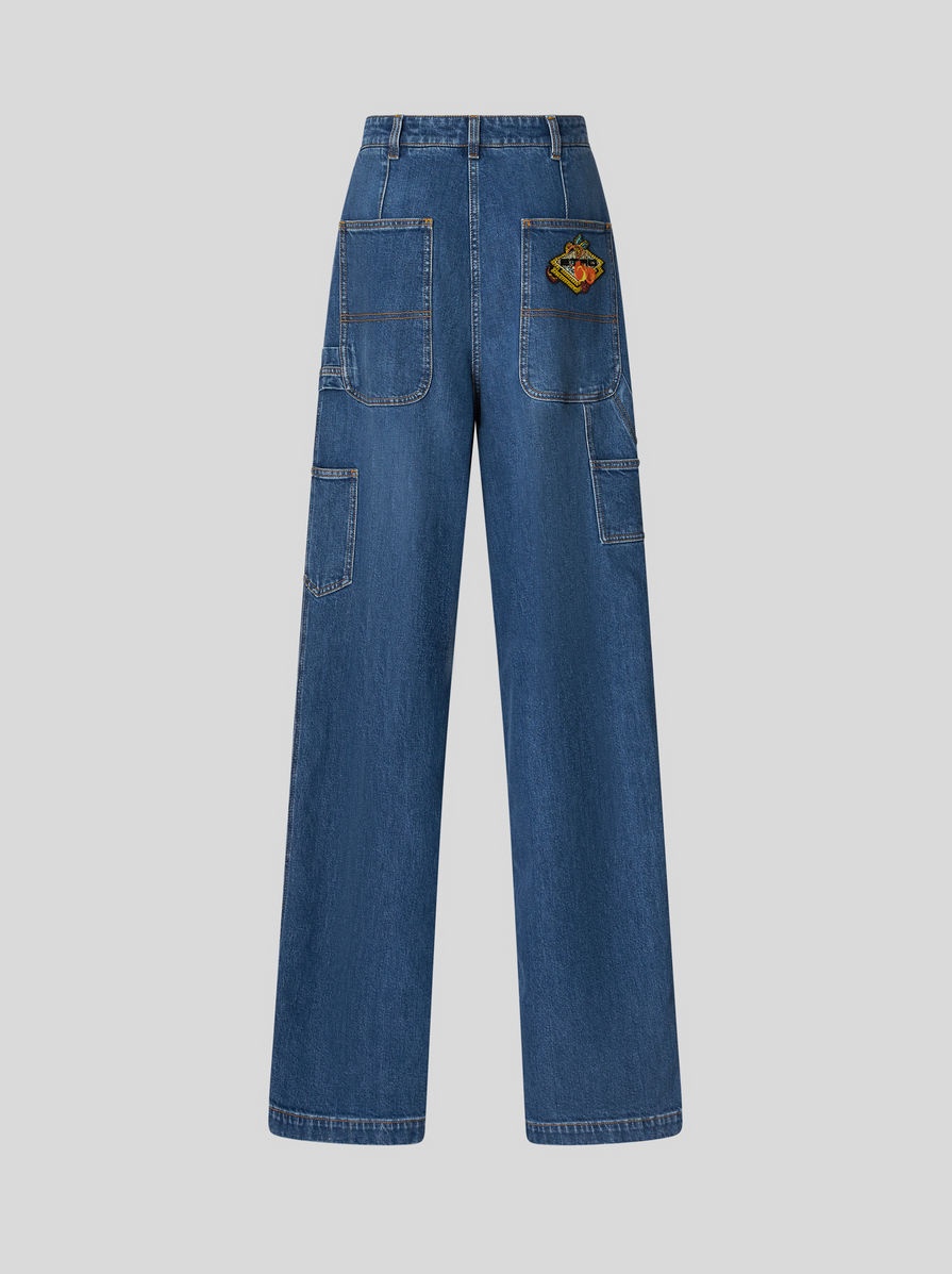 DENIM JEANS WITH APPLIED PATCH - 5