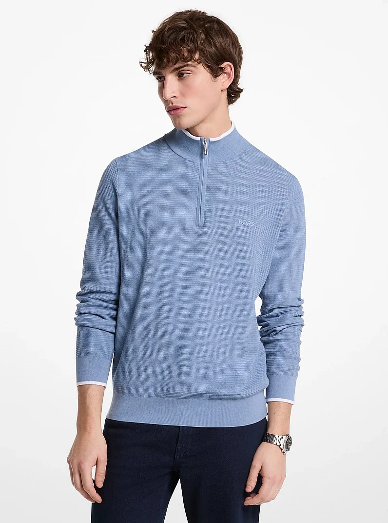 Cotton Quarter-Zip Sweater - 1