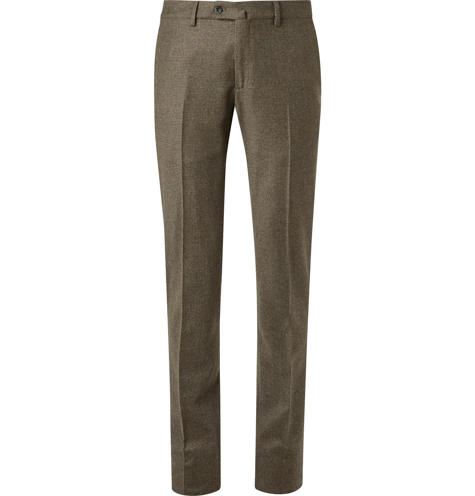 Grey Slim-Fit Puppytooth Wool and Cashmere-Blend Trousers - 7