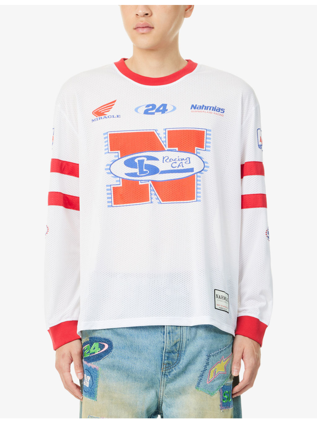 Racing Graphic-Print Long-Sleeve Mesh Top - 3