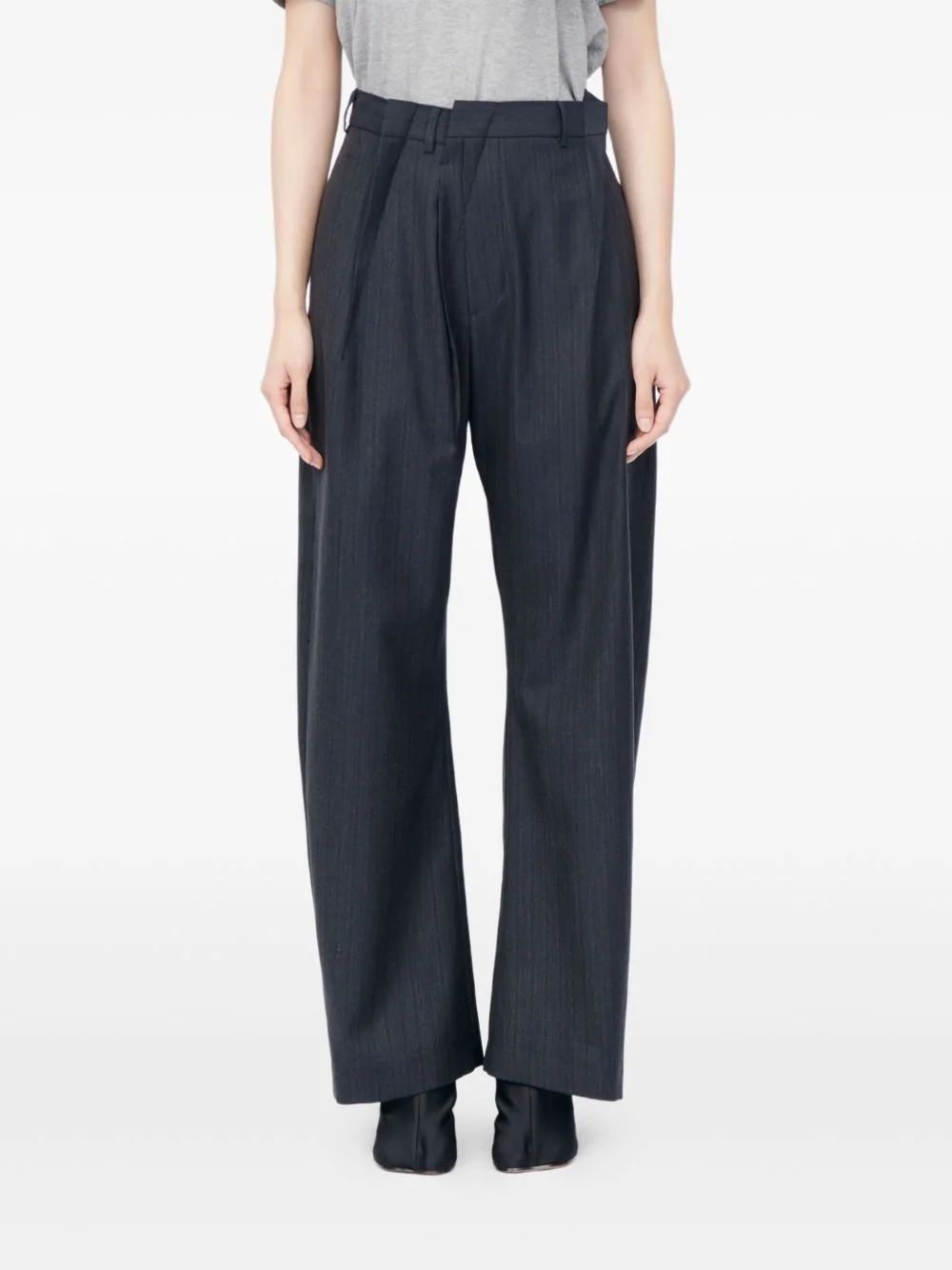 pinstripe pleated trousers - 1