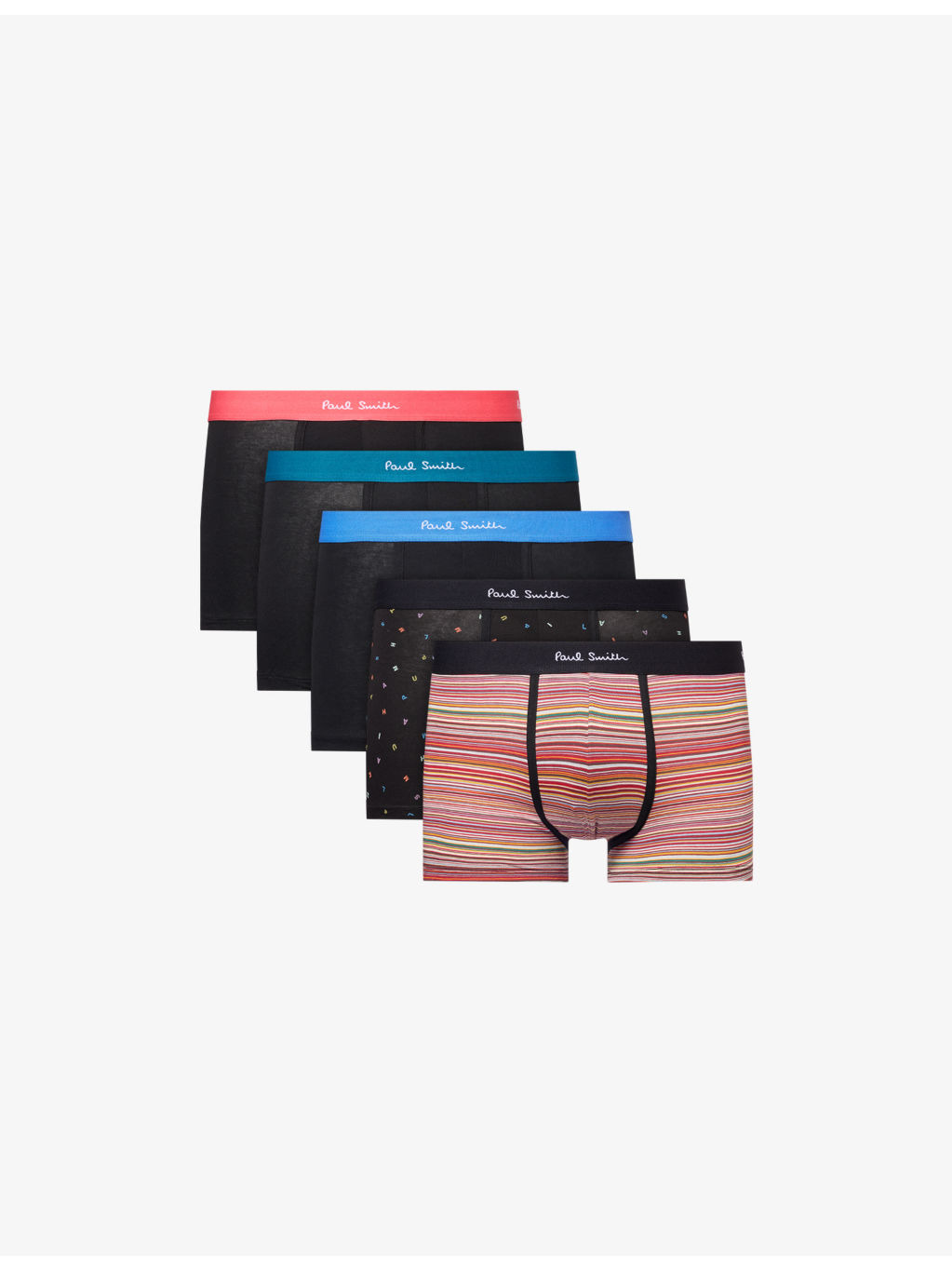 Striped Logo-Waistband Pack Of Five Cotton-Jersey Trunks - 1