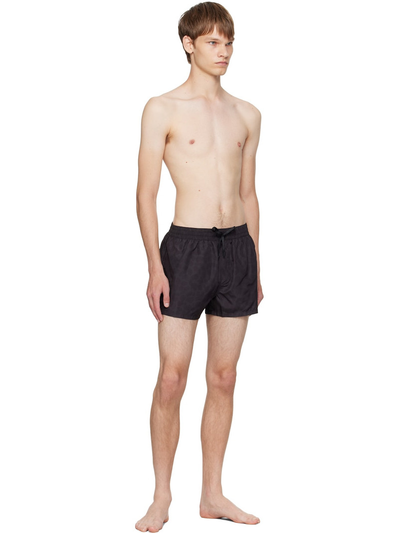 Balmain Black Leopard Swim Shorts outlook