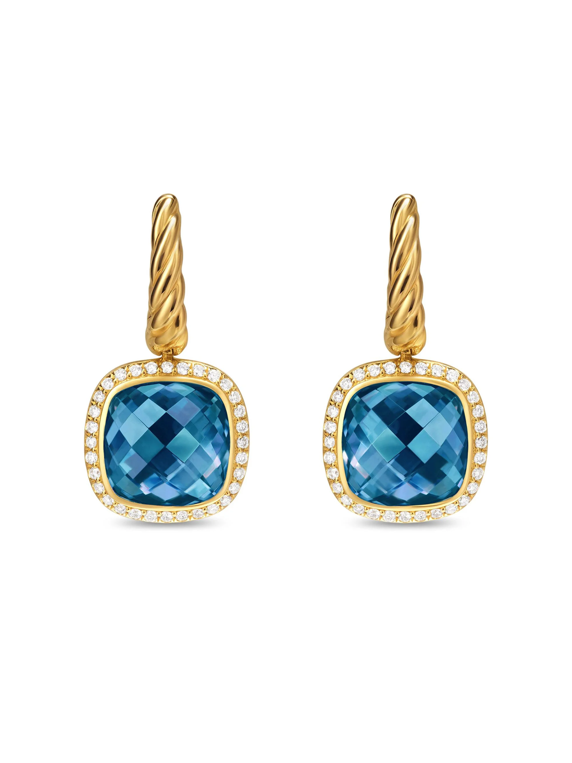 Women's Albion Drop Earrings in 18K Yellow Gold - Hampton Blue Topaz - 1