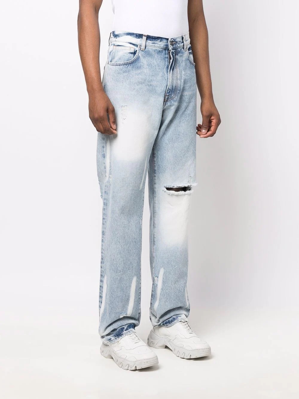 straight-leg stonewashed jeans - 3