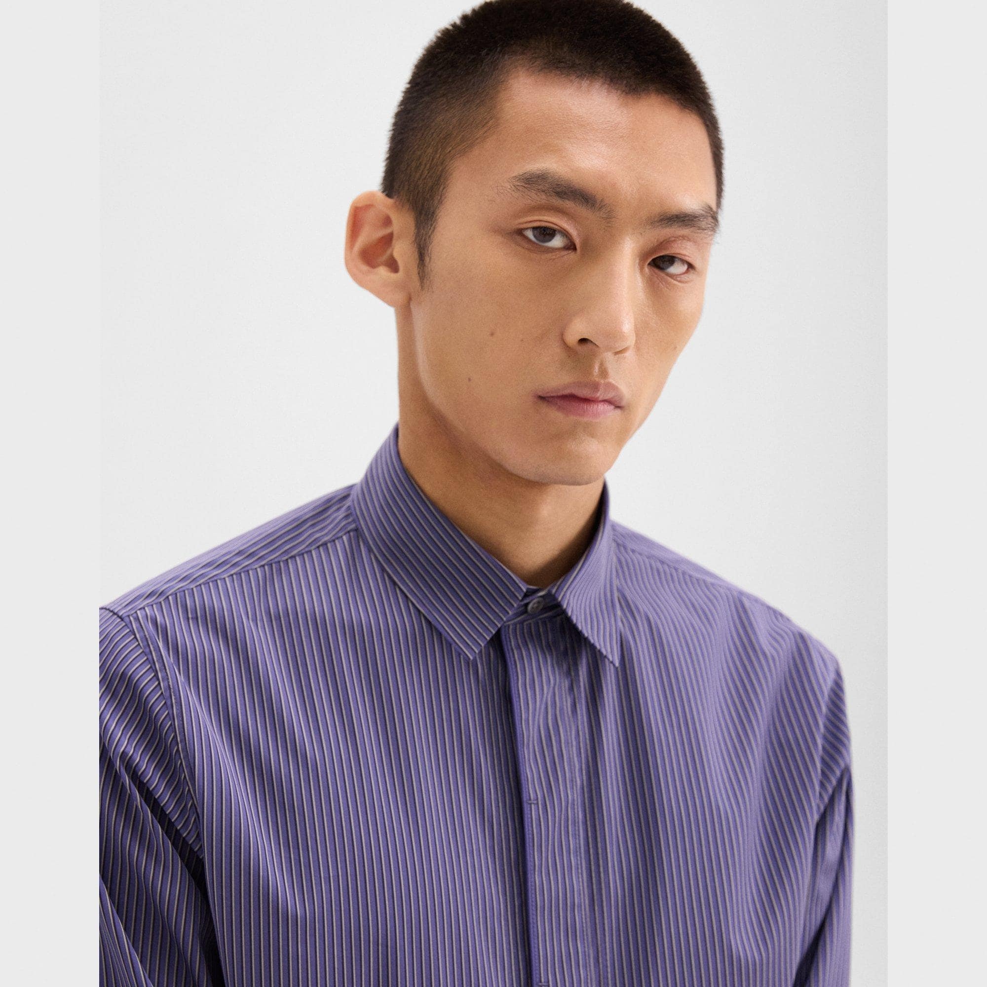 Straight Shirt in Striped Cotton-Blend - 5