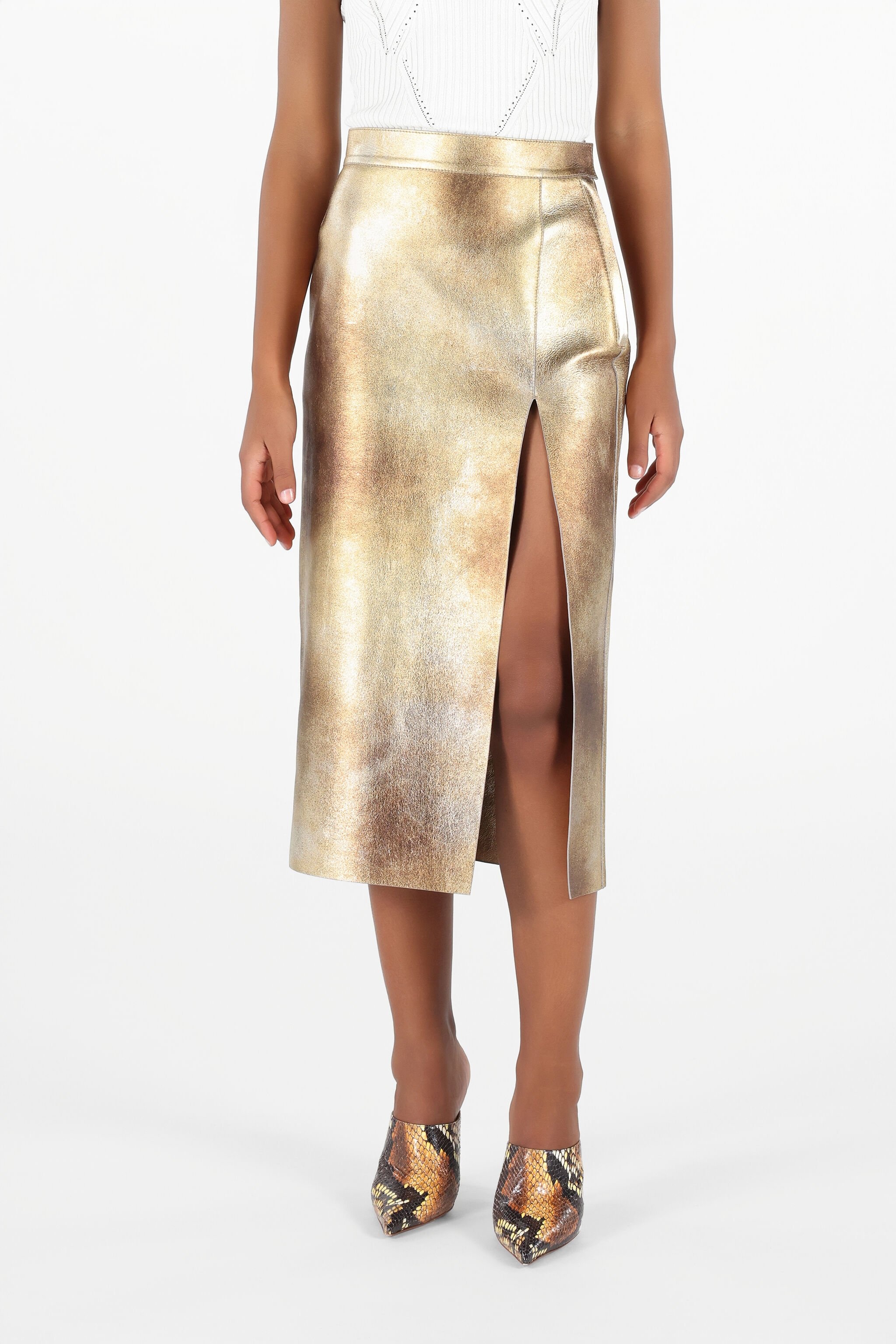 Texture Skirt with Slit - 3