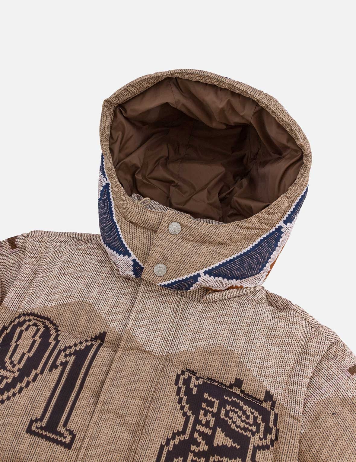 Allover Chimayo Tapestry Knit Print Regular Fit Down Jacket - 19