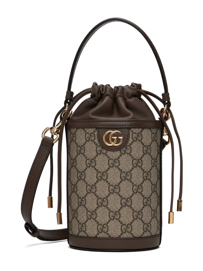 Beige Mini Ophidia Bucket Bag 1