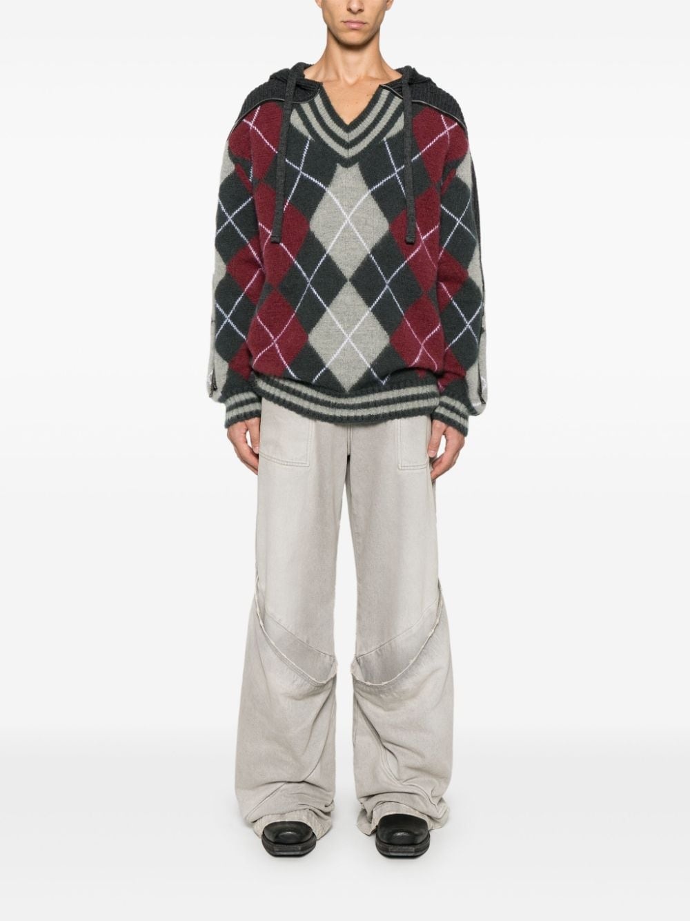 argyle-knit sweater - 3