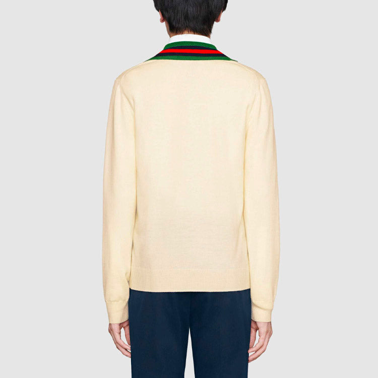 Gucci V-Neck Wool Knit Jumper 'White' 576802-XKAUK-9133 - 4