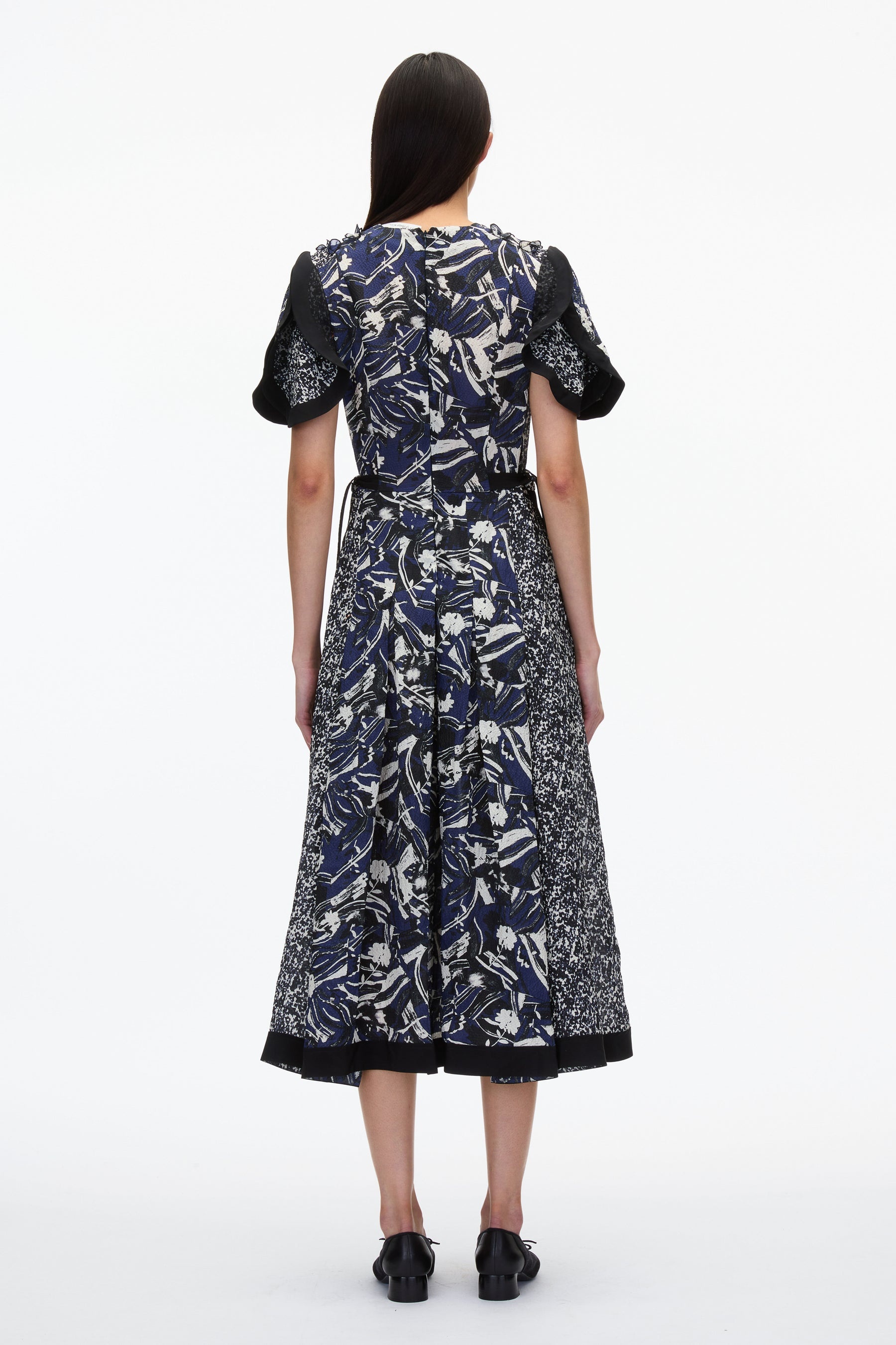 Floral Impressions Midi Dress with Petal Sleeves - 4