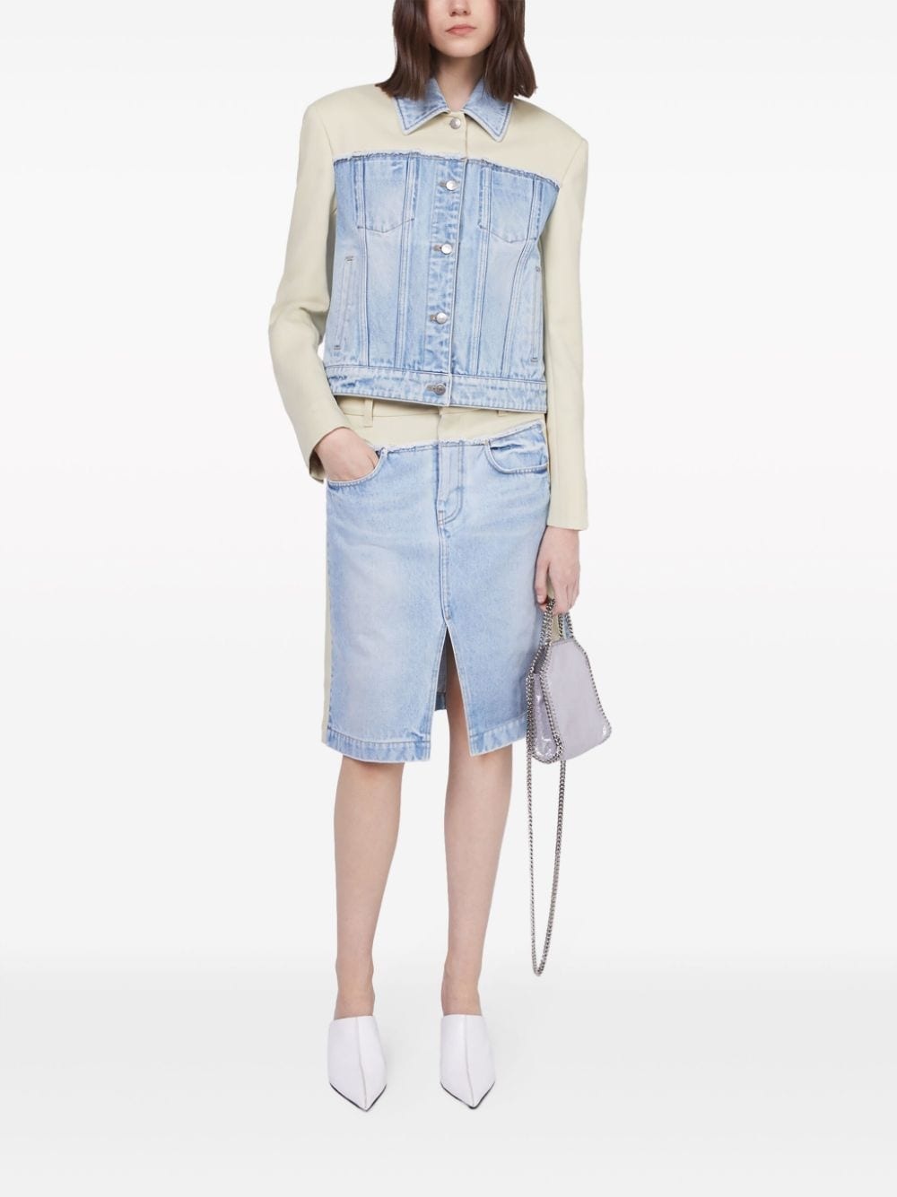 two-tone panelled denim jacket - 2