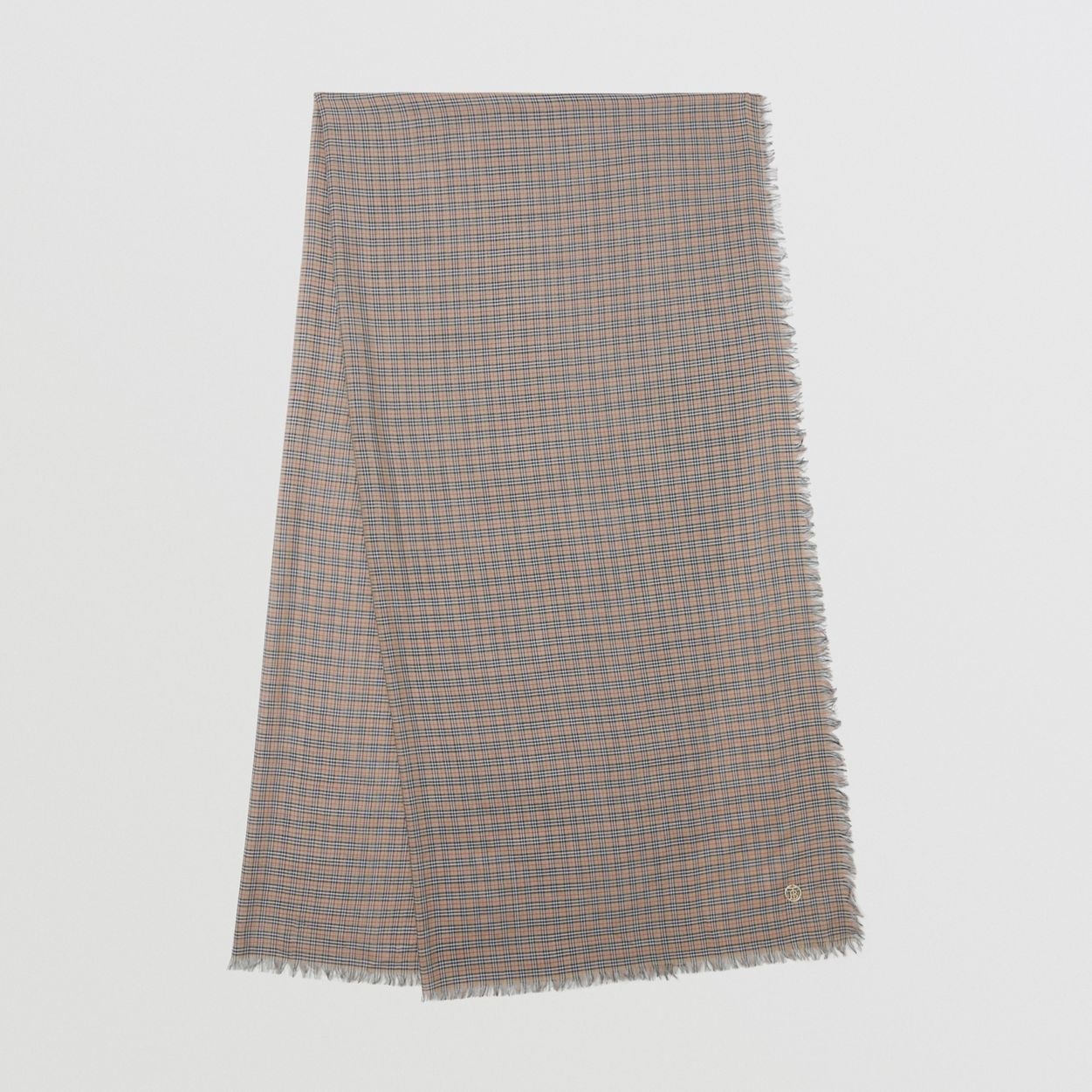 Lightweight Check Wool Silk Scarf - 1