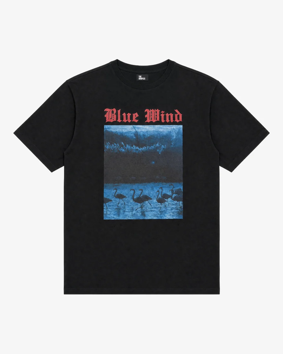 BLACK BLUE WIND SCREEN-PRINTED T-SHIRT - 1