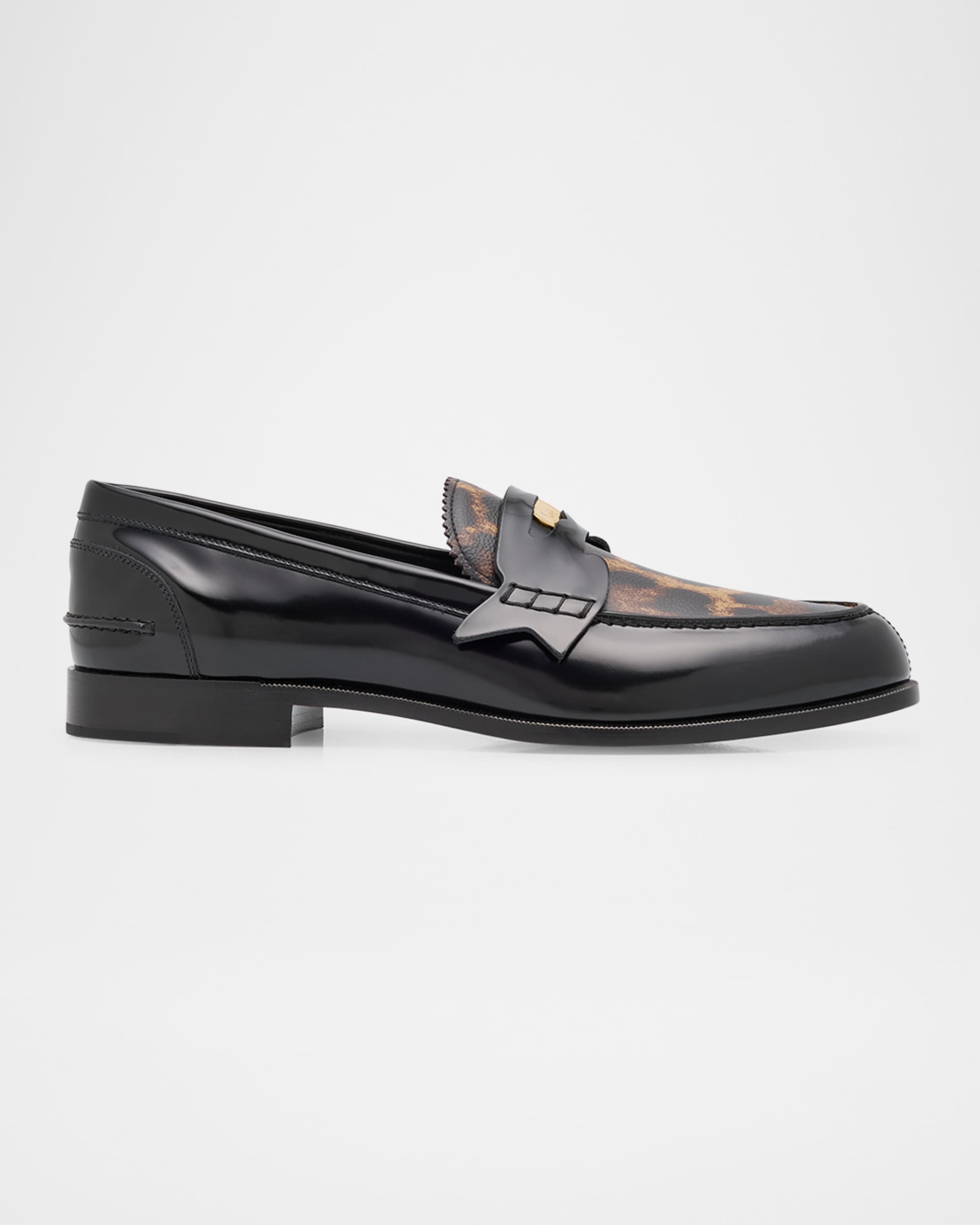 Men's Penny Leather Leopard-Print Loafers - 1