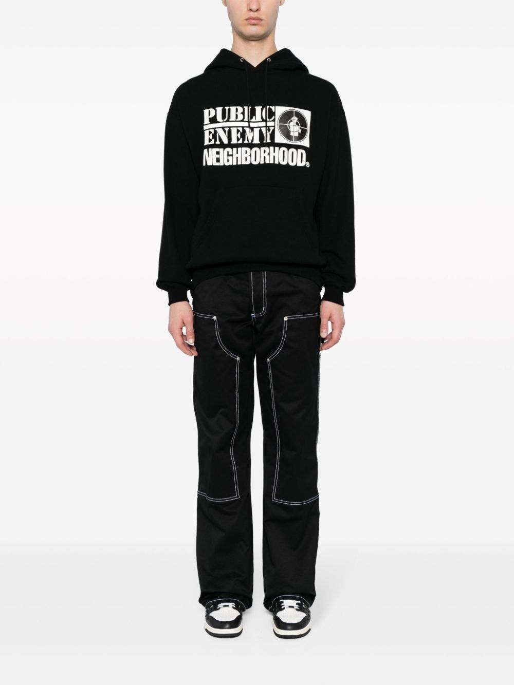 x Public Enemy logo-print cotton hoodie - 2