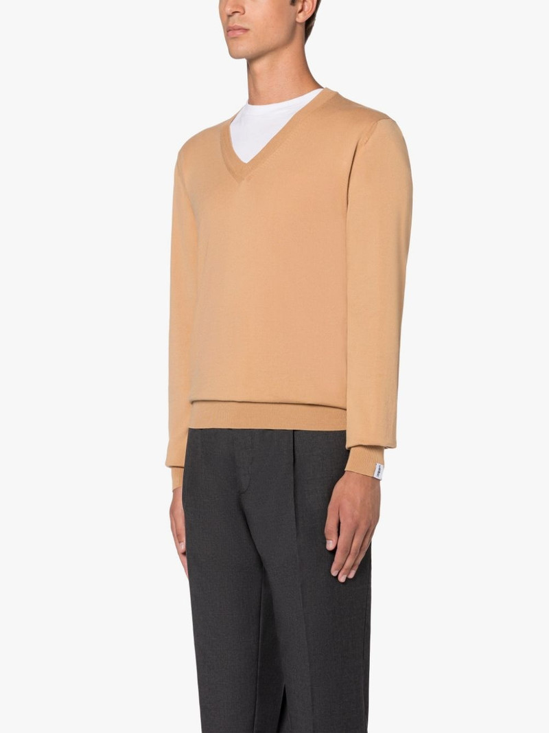 DEEP V NECK BEIGE COTTON SWEATER 3