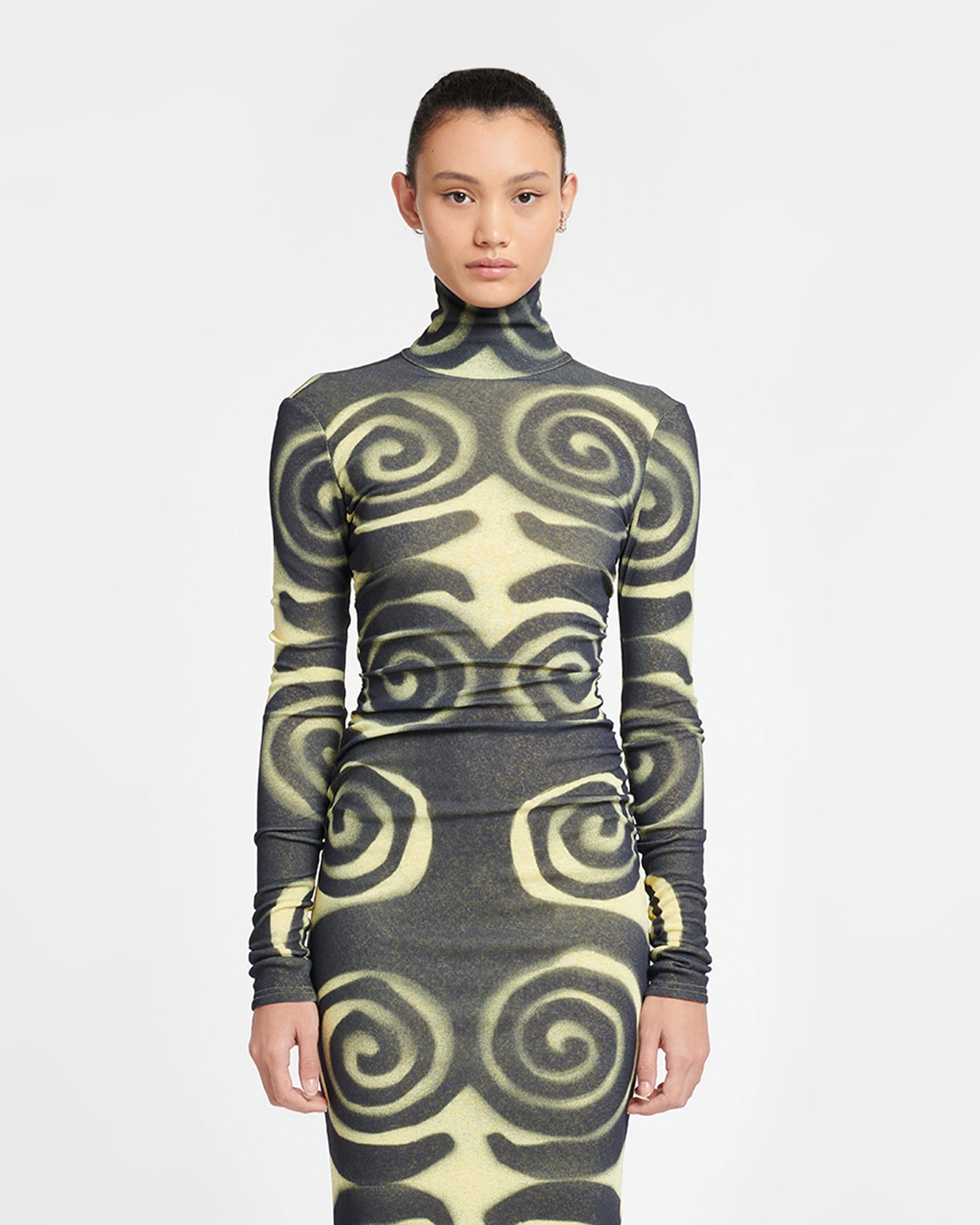 Mesh-Jersey Turtleneck Dress - 3