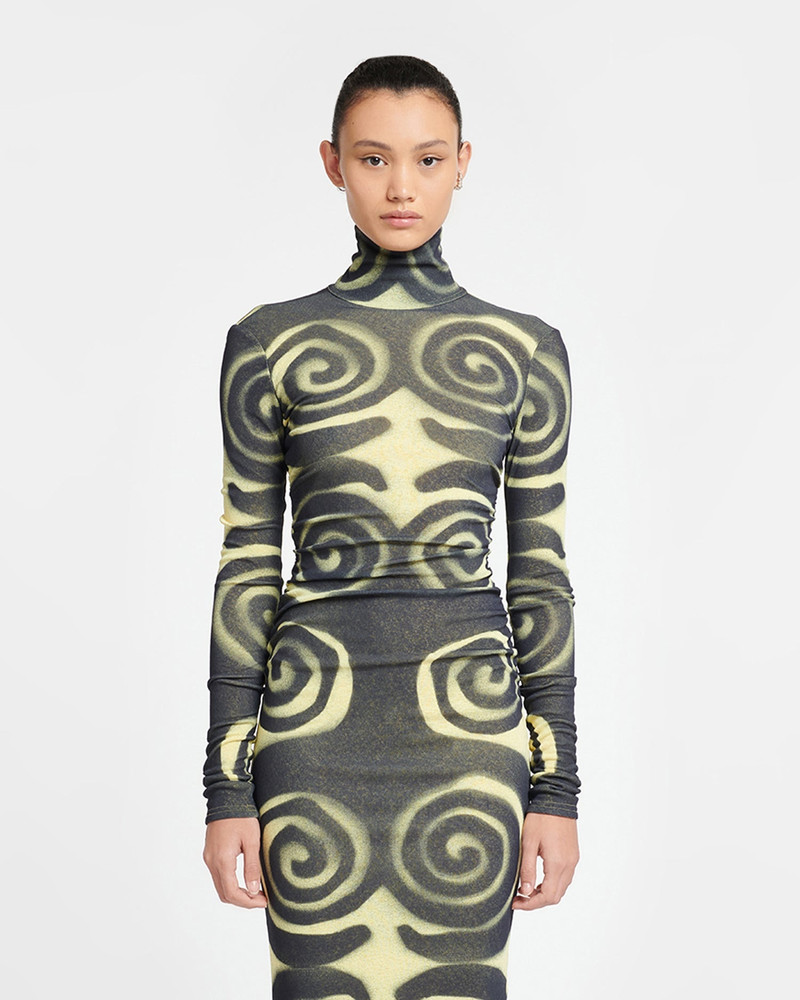 Mesh-Jersey Turtleneck Dress 3