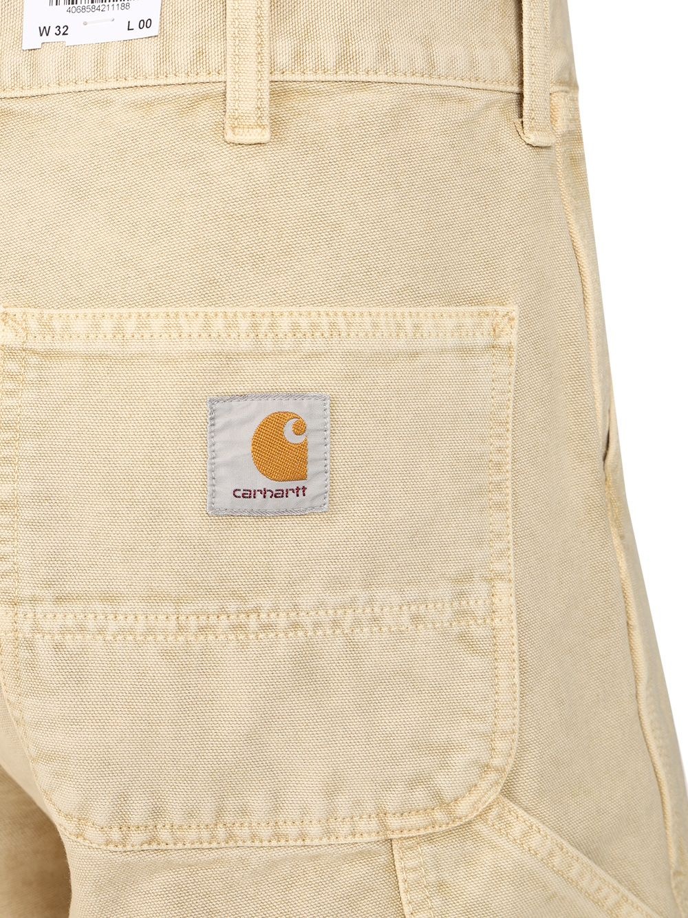 Single Knee Short Organic Cotton Dearborn Canvas Trousers Beige - 4
