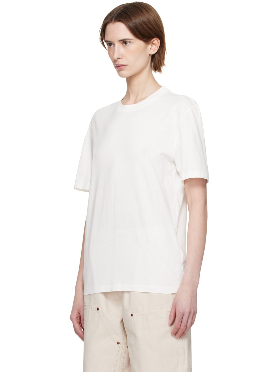 Three-Pack Beige Cotton T-shirts - 4