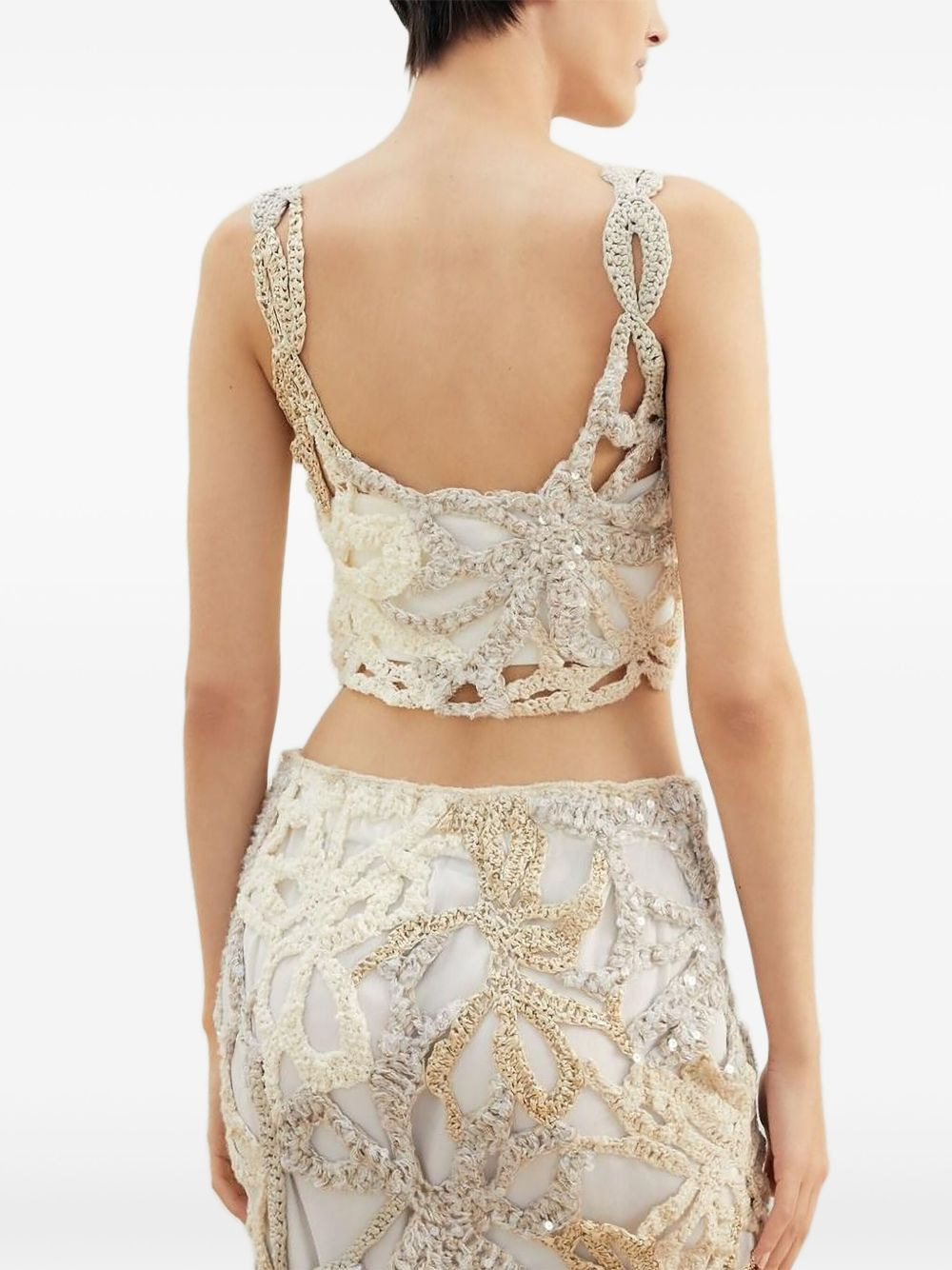 sequin-embellished crochet sweater - 3