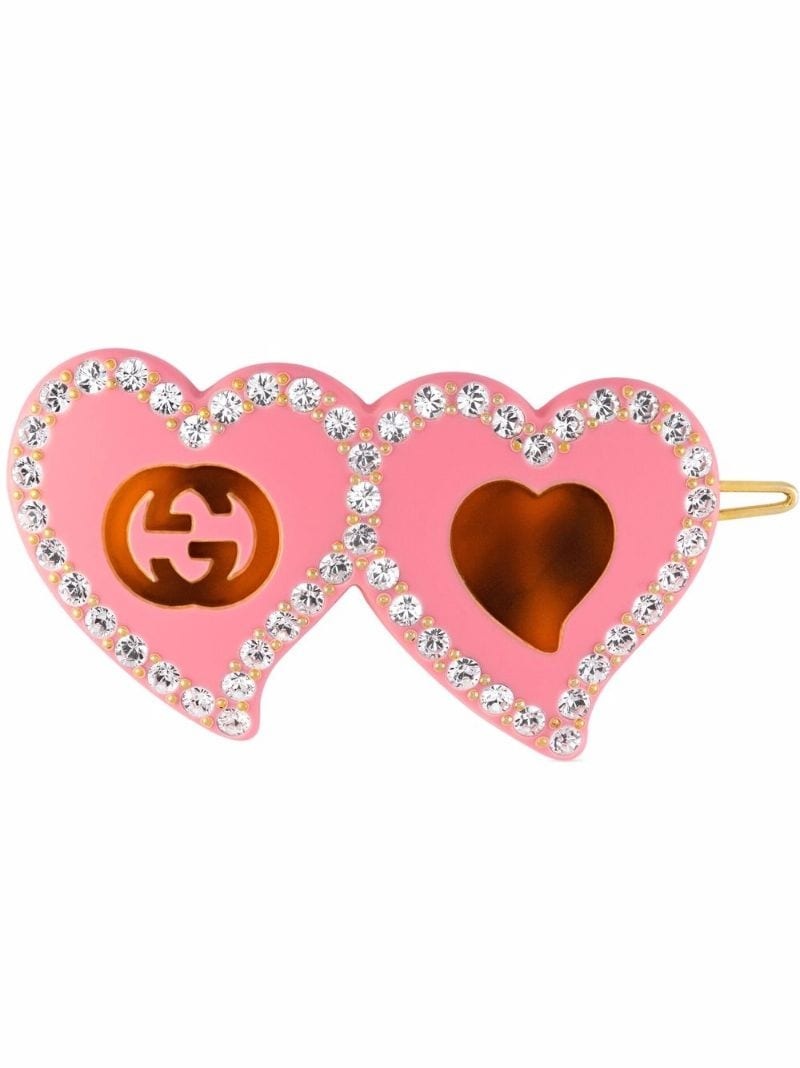 Hair clip with GG and hearts - 1