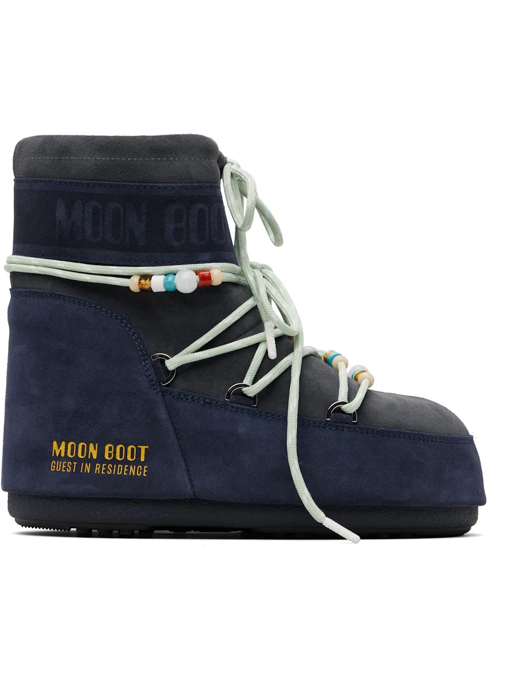 Gray & Navy Moon Boot Edition Icon Low Beaded Suede Boots - 1