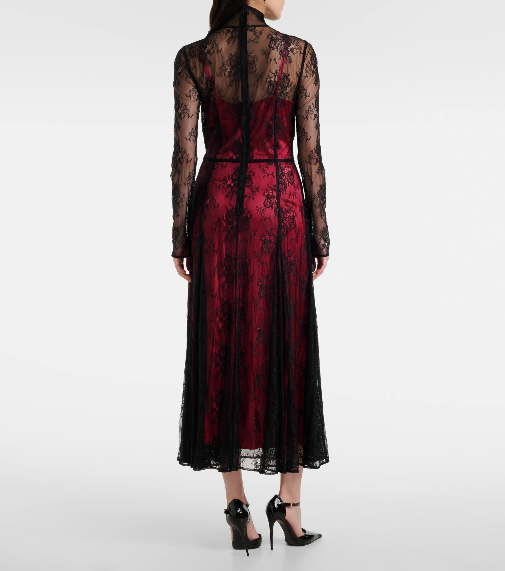 Floral lace midi dress - 3