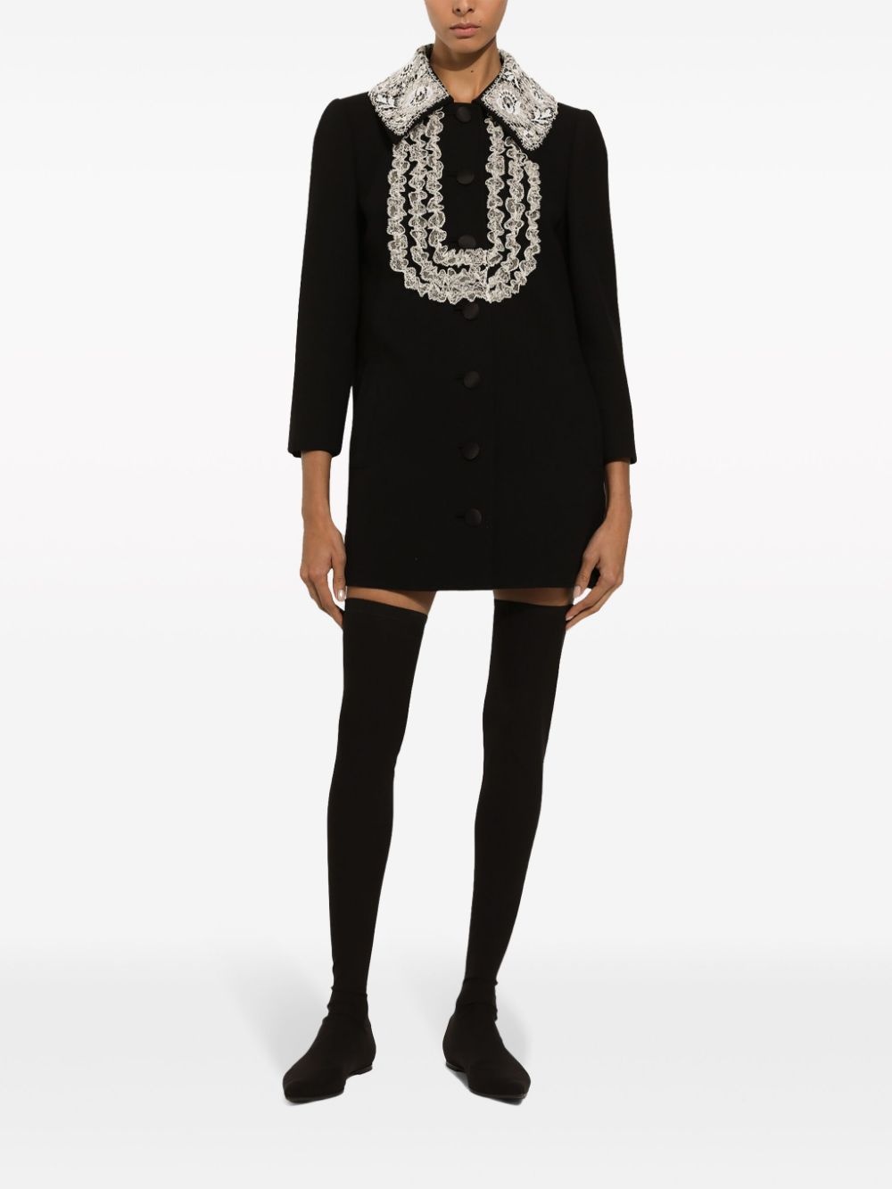 bib-collar virgin wool-blend minidress - 2