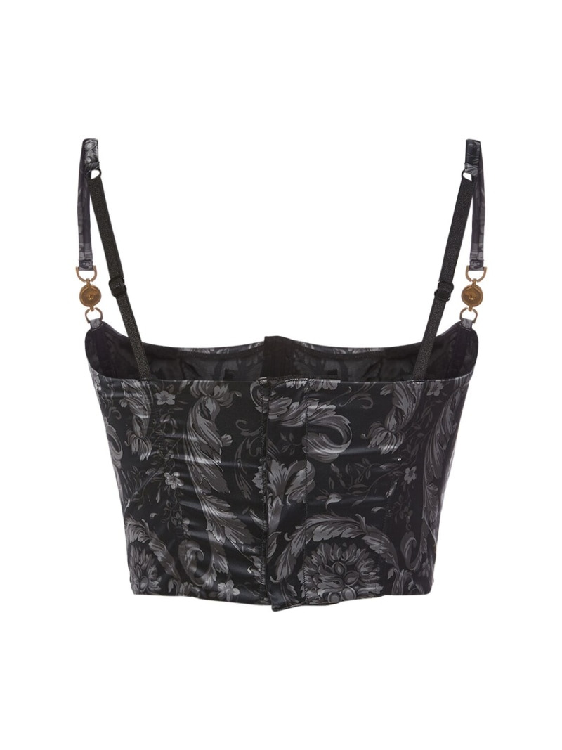 Barocco print stretch satin bralette - 3