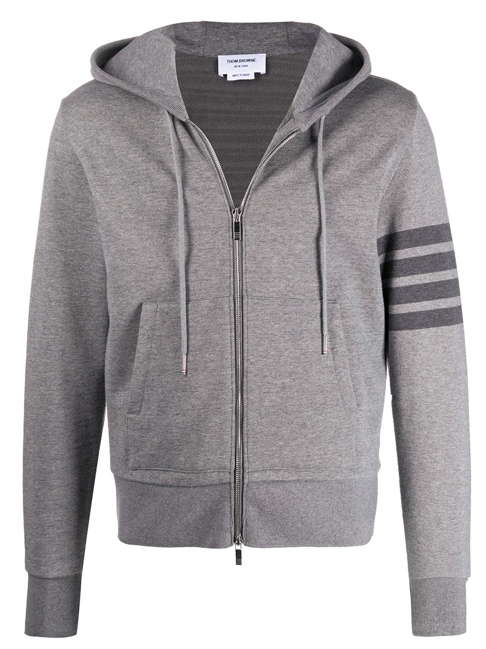 4-Bar zip-up loopback-cotton hoodie - 1