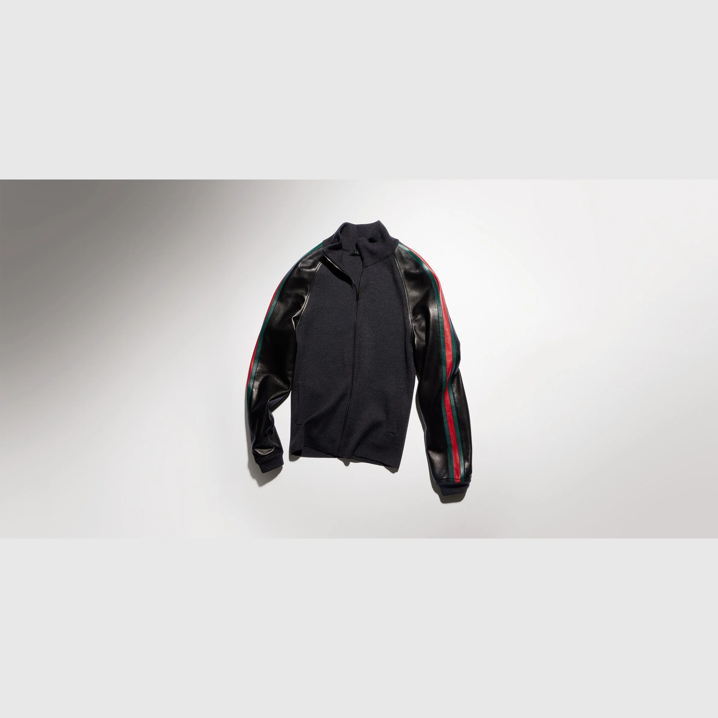 Fine rib wool zip jacket with Web - 1
