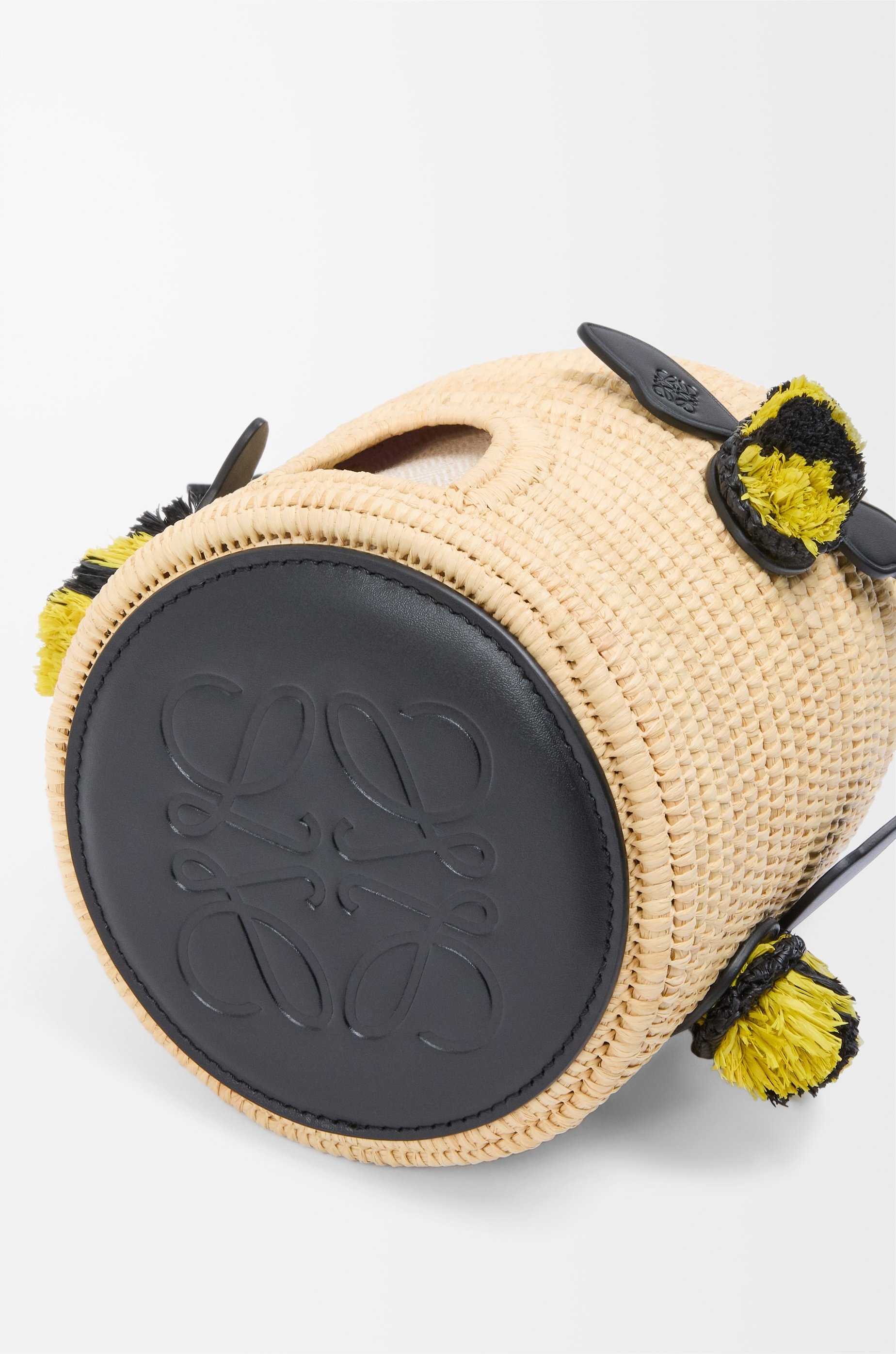 Beehive basket in raffia and calfskin - 9