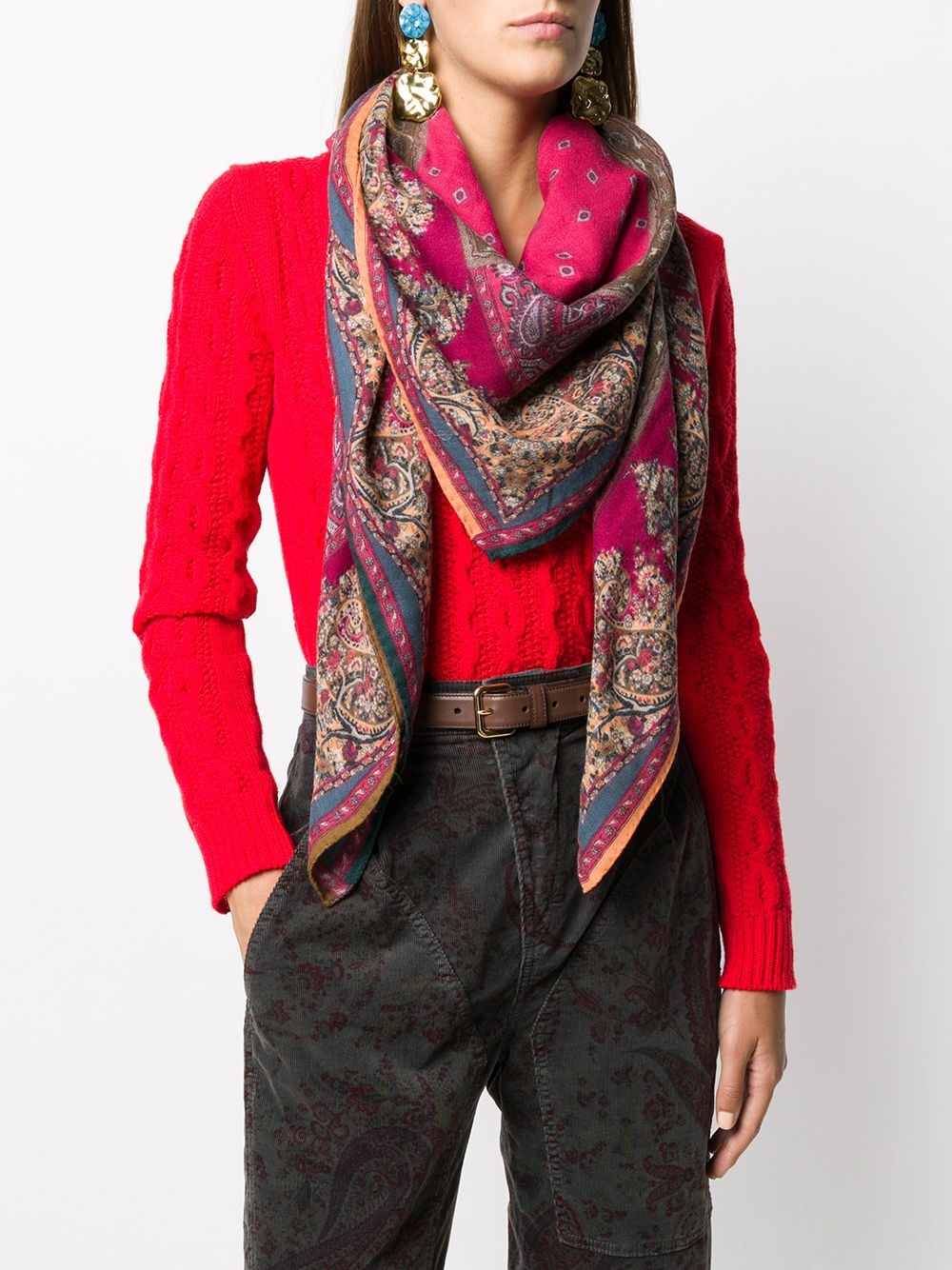 paisley-print frayed scarf  - 2