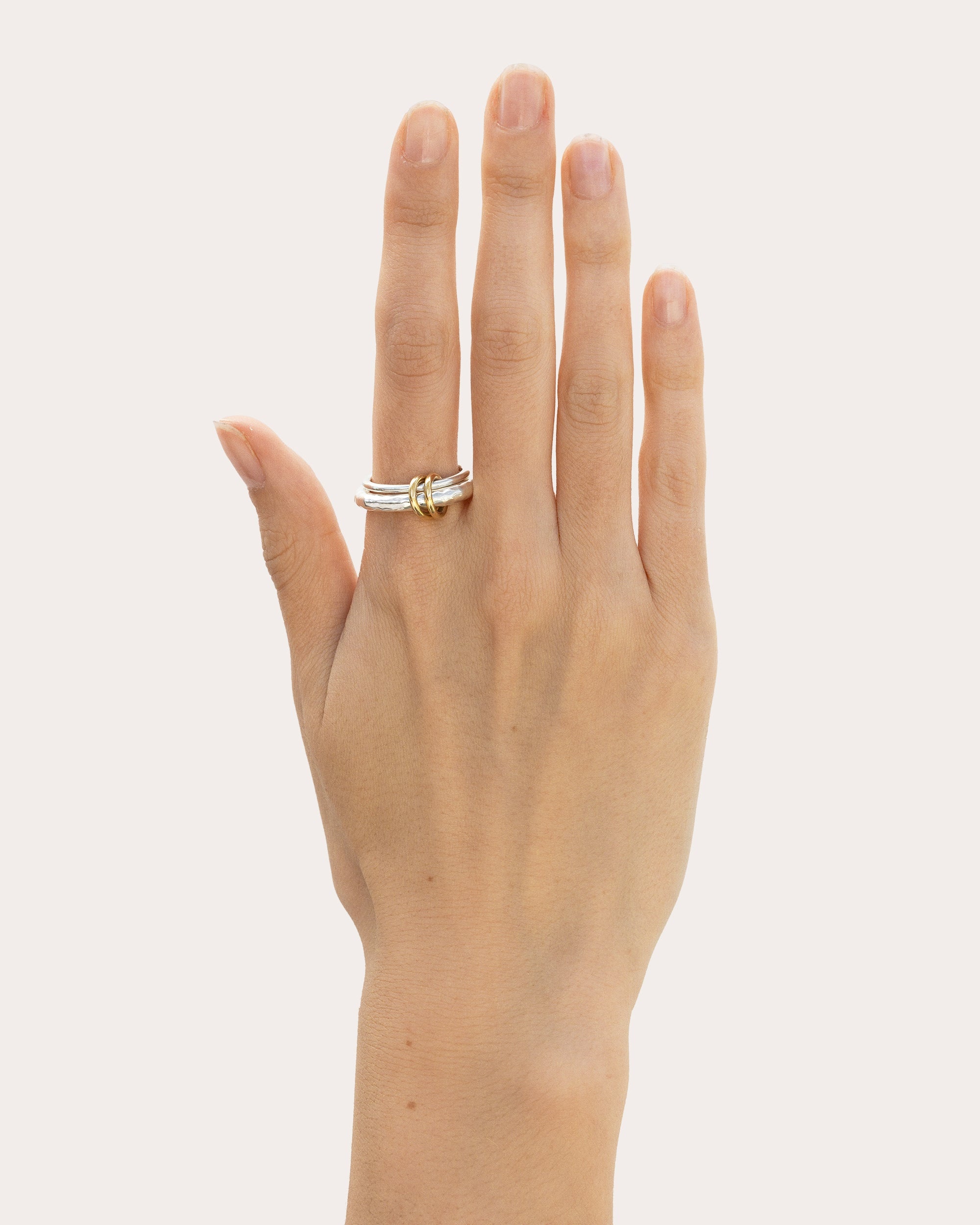 Agon Vulcan 18K Gold and Sterling Silver Linked Rings - 2