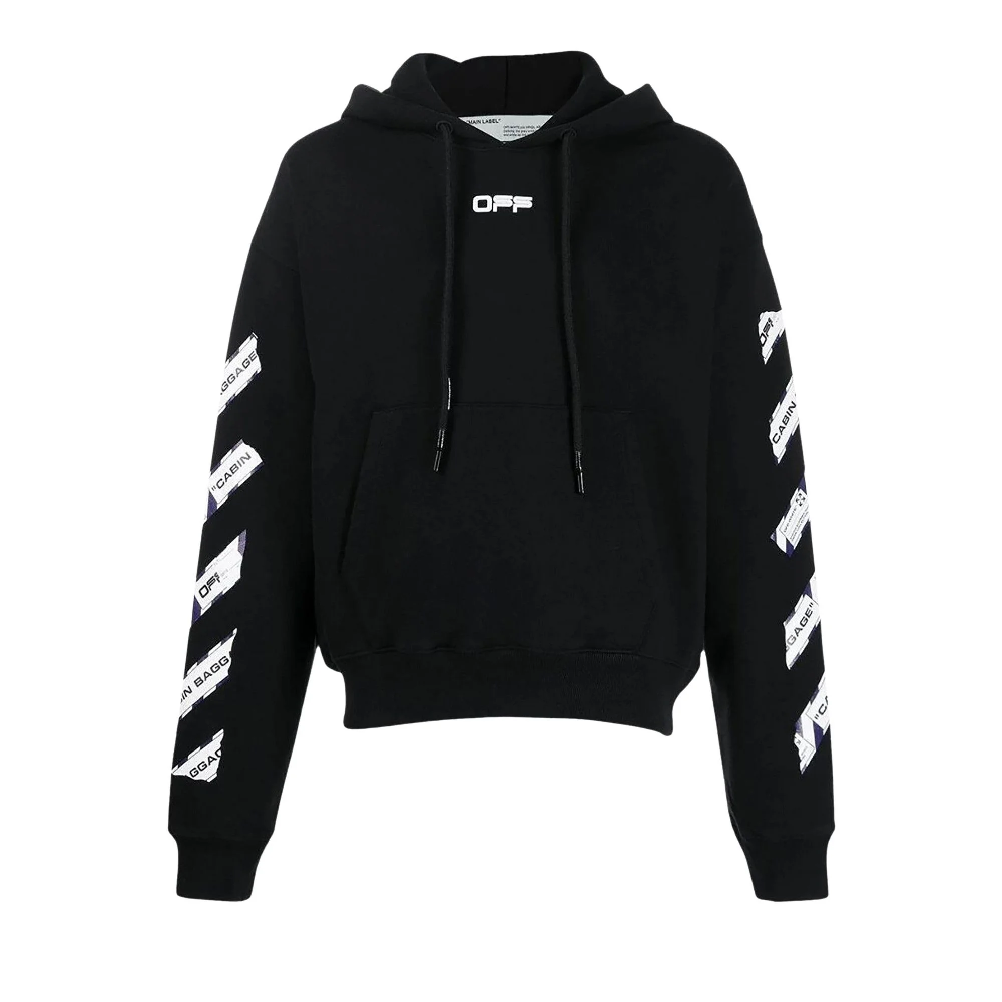 Off-White Airport Tape Slim Hoodie 'Black/White' - 1