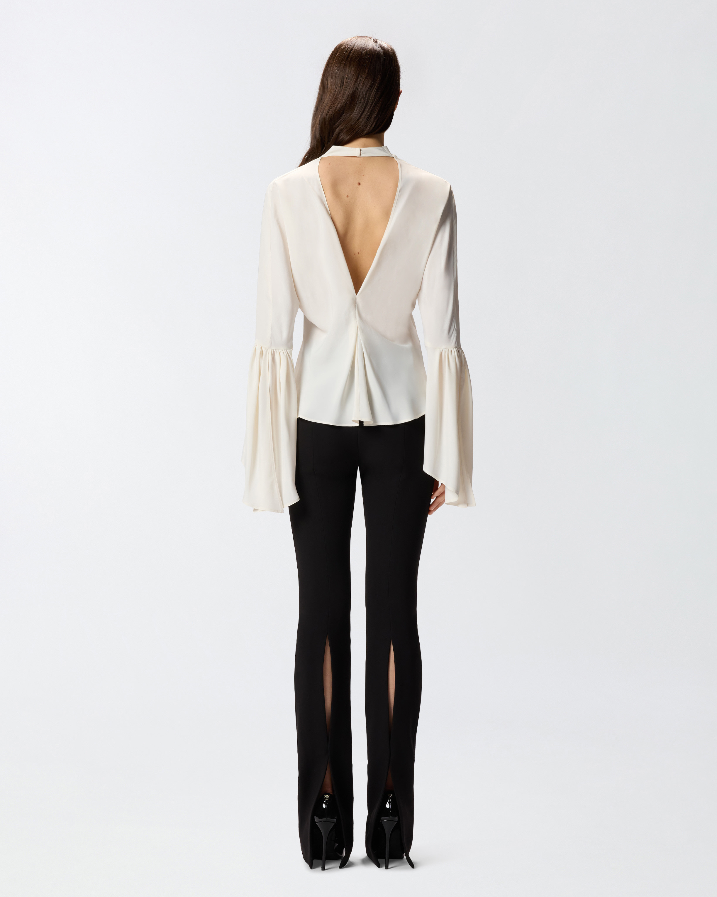CREPE DE CHINE BLOUSE WITH REAR NECKLINE - 4