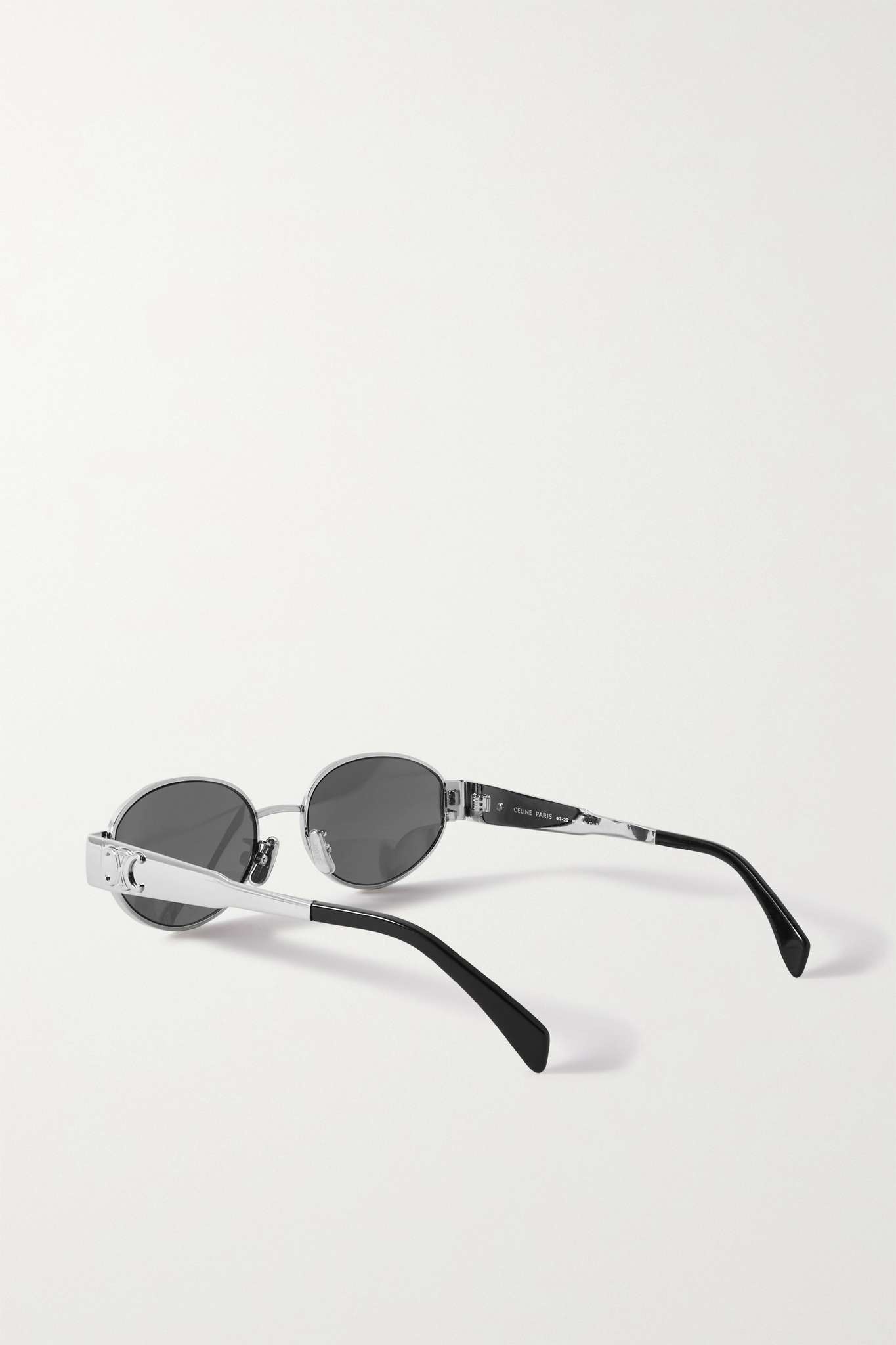 CELINE Oval-frame silver-tone and acetate sunglasses