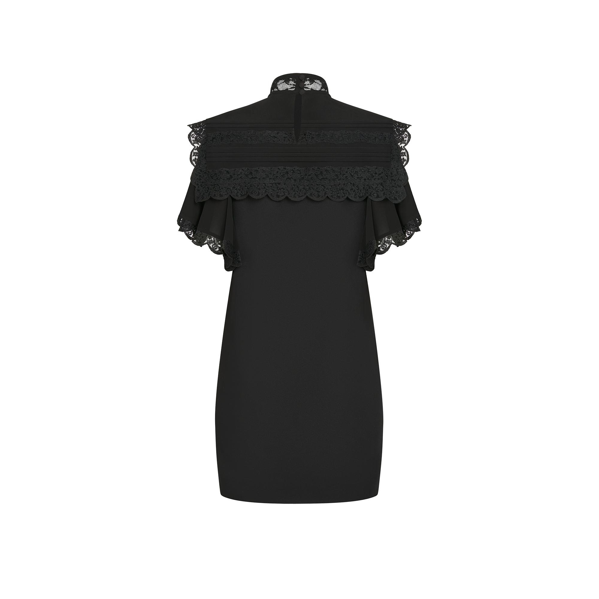 Black Cocktail Dress With Lace Inserts - 3