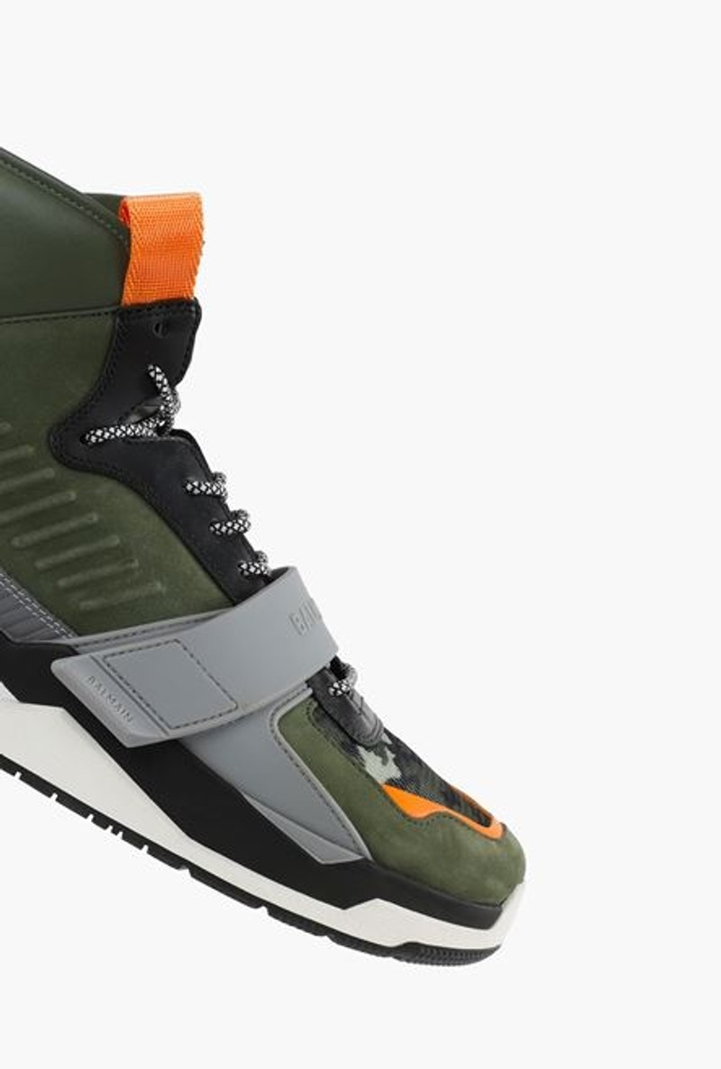 Khaki and orange leather B-Ball sneakers 6