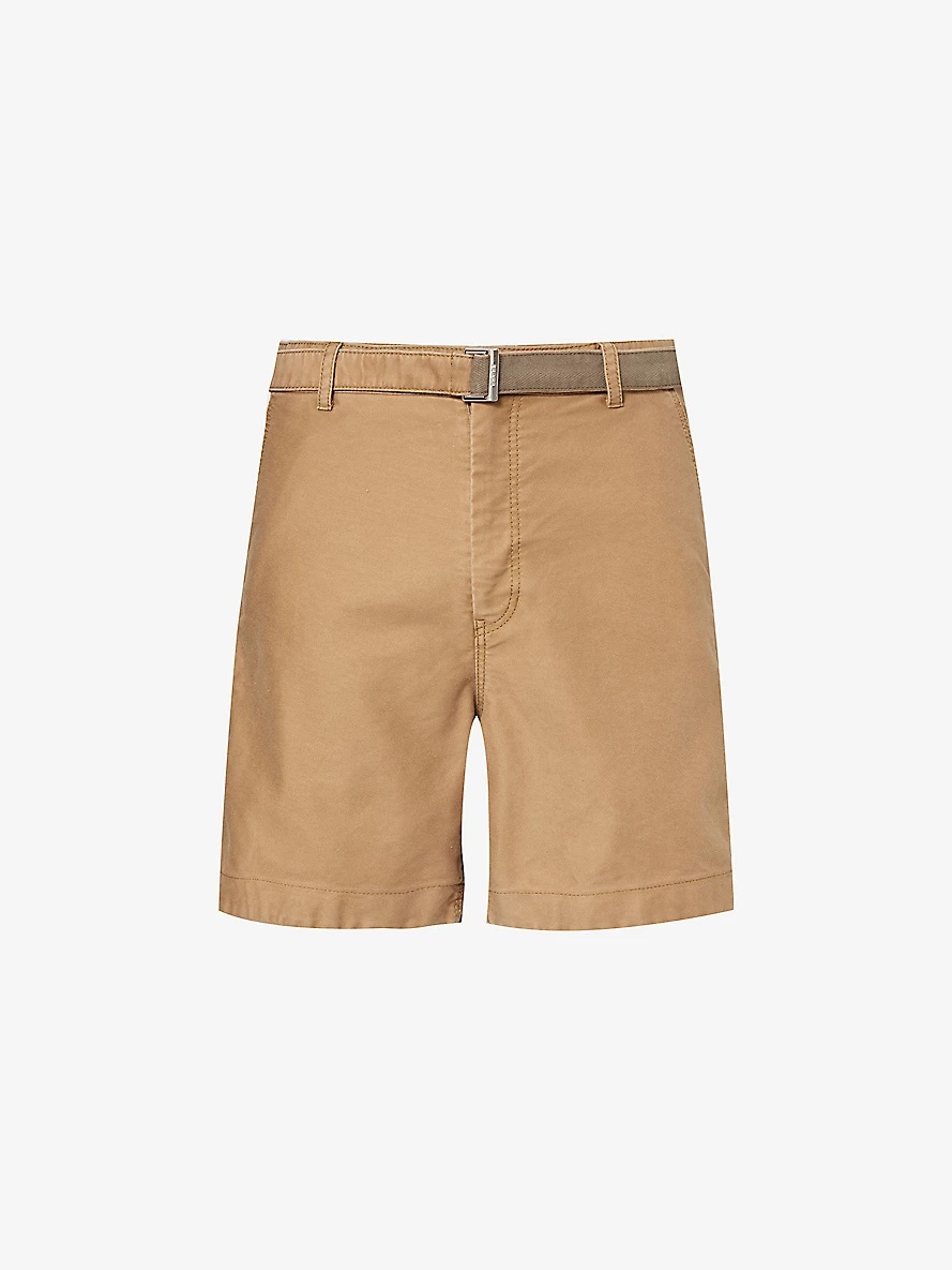 Integrated-belt regular-fit cotton shorts - 1